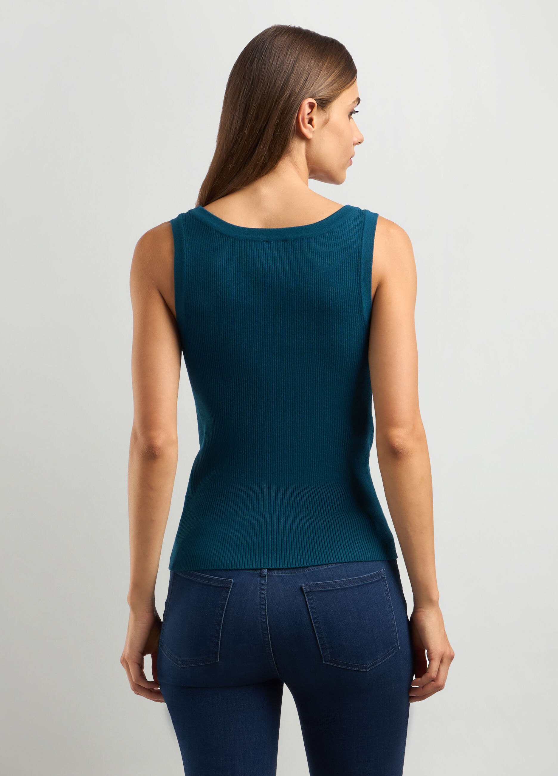 Canotta tricot in costina di misto viscosa donna_1