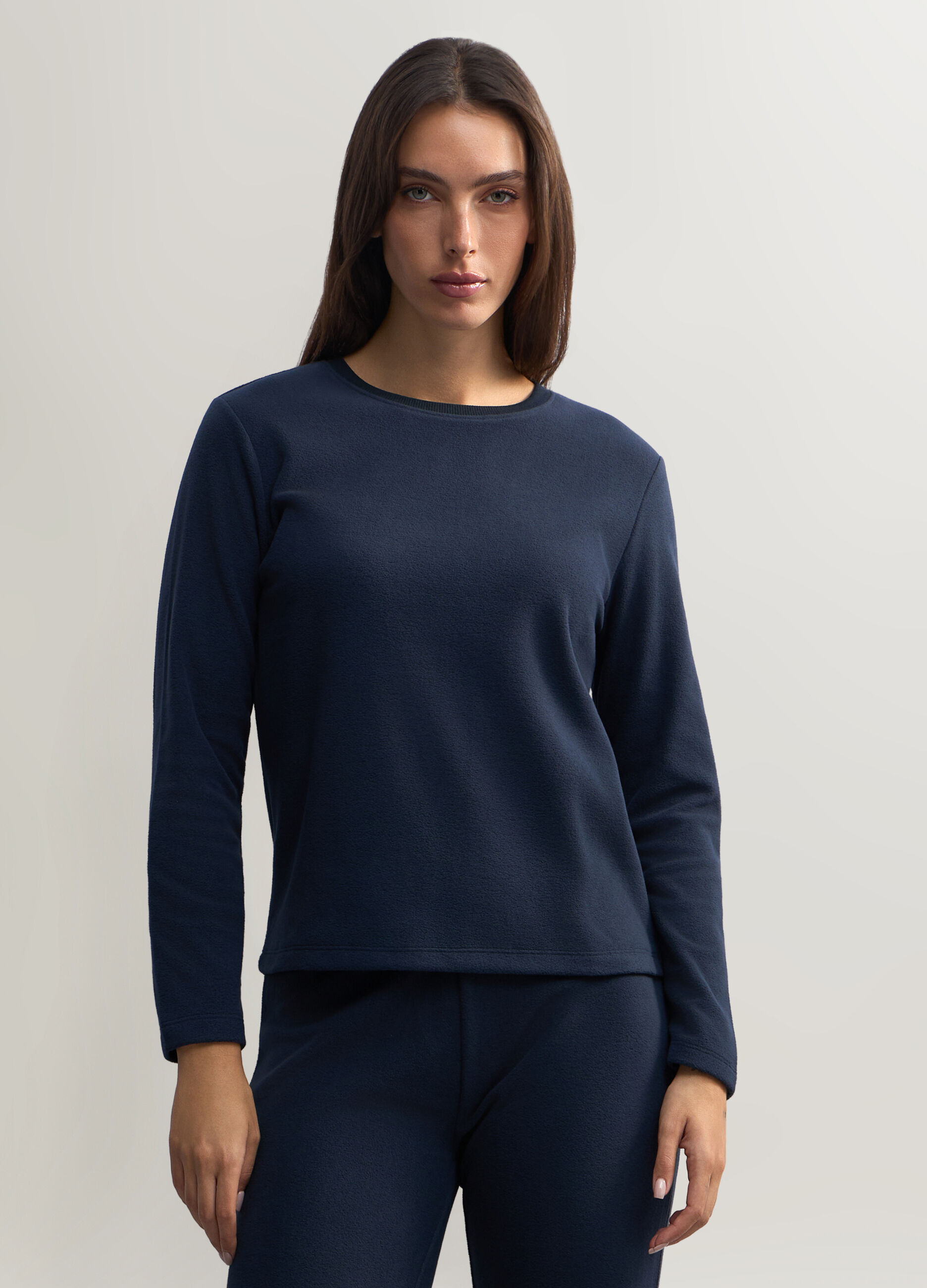 Felpa girocollo in pile donna_0