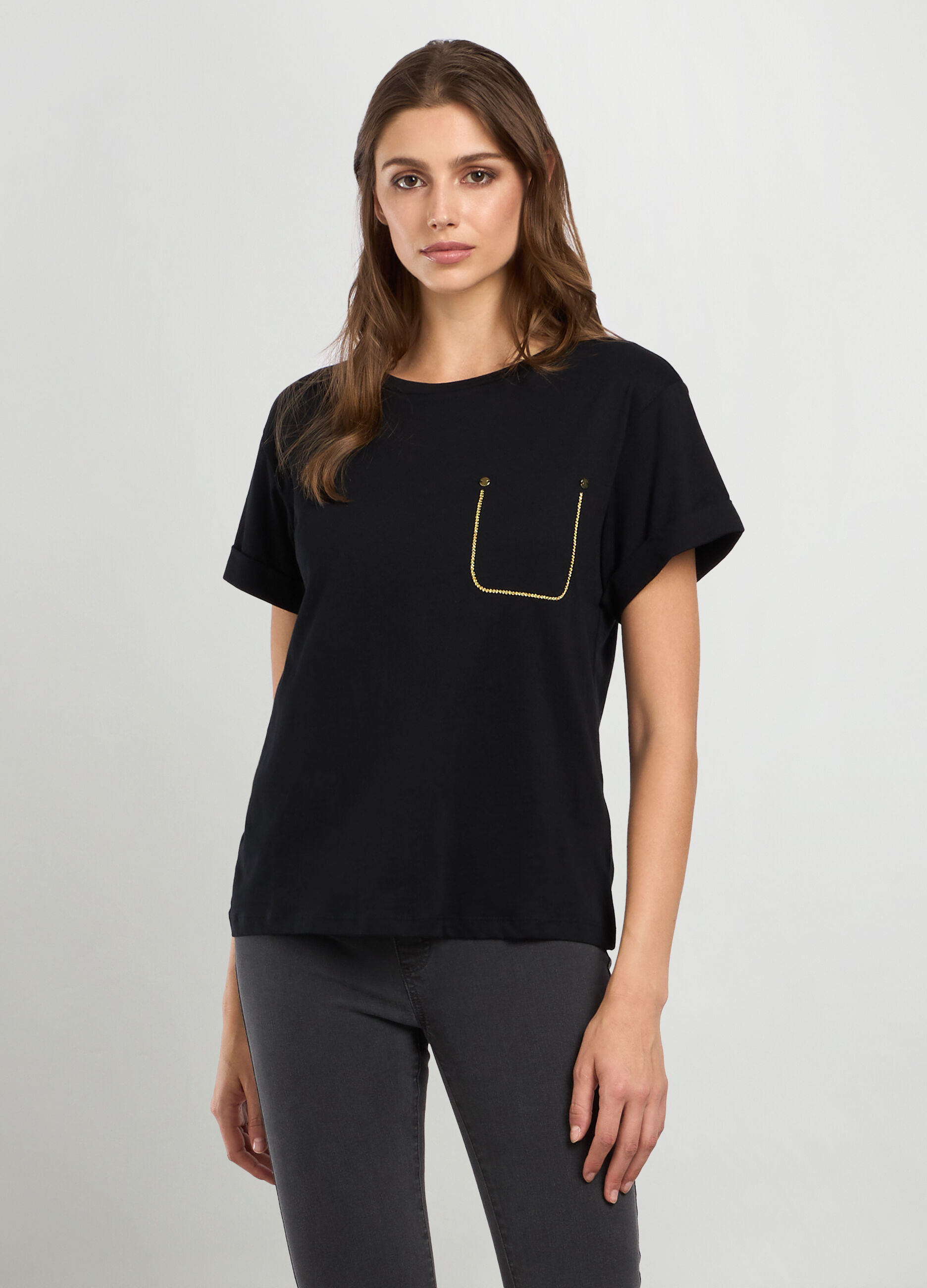 T-shirt in jersey di puro cotone donna_0