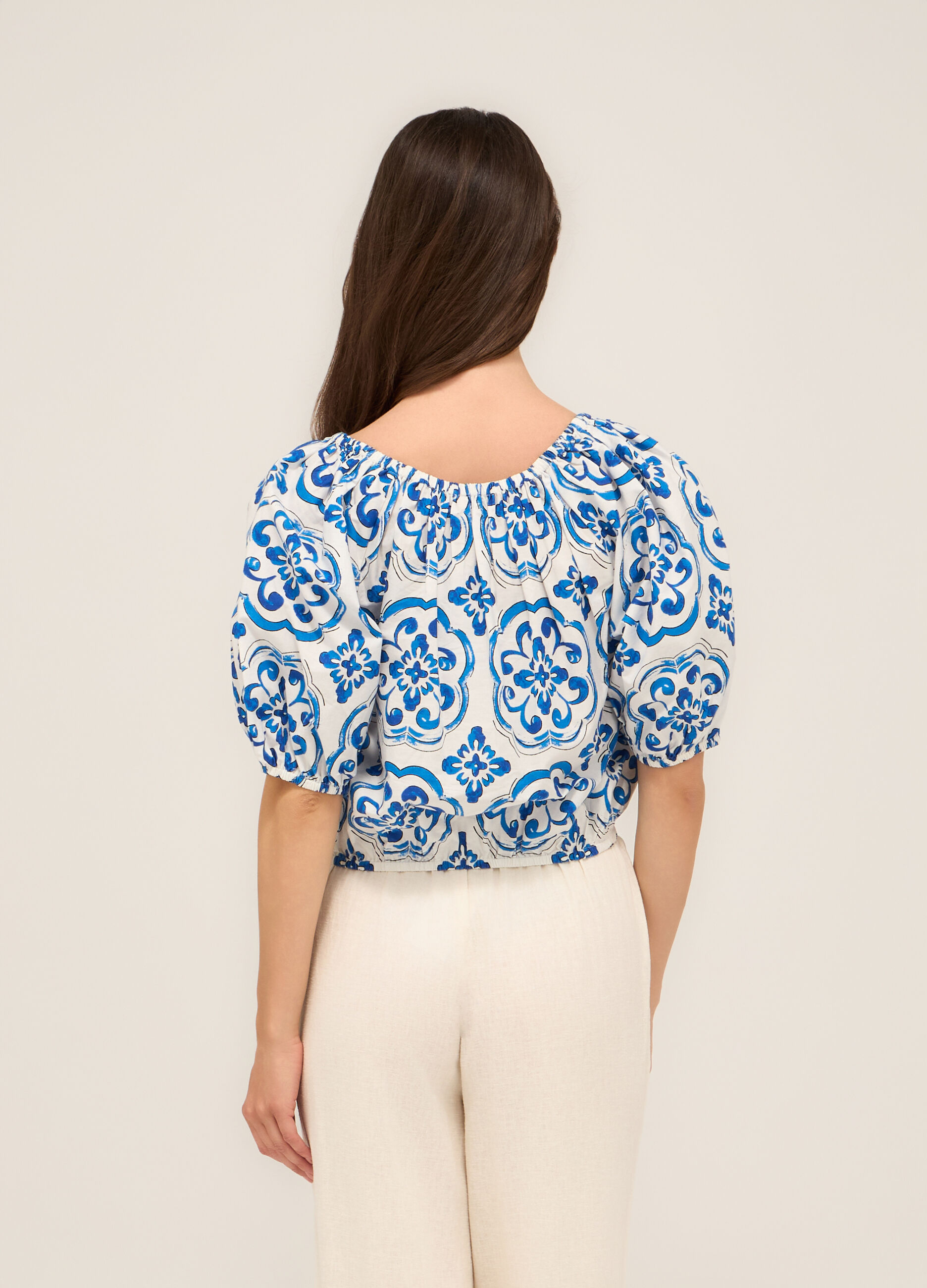 Blusa in popeline di puro cotone donna_1