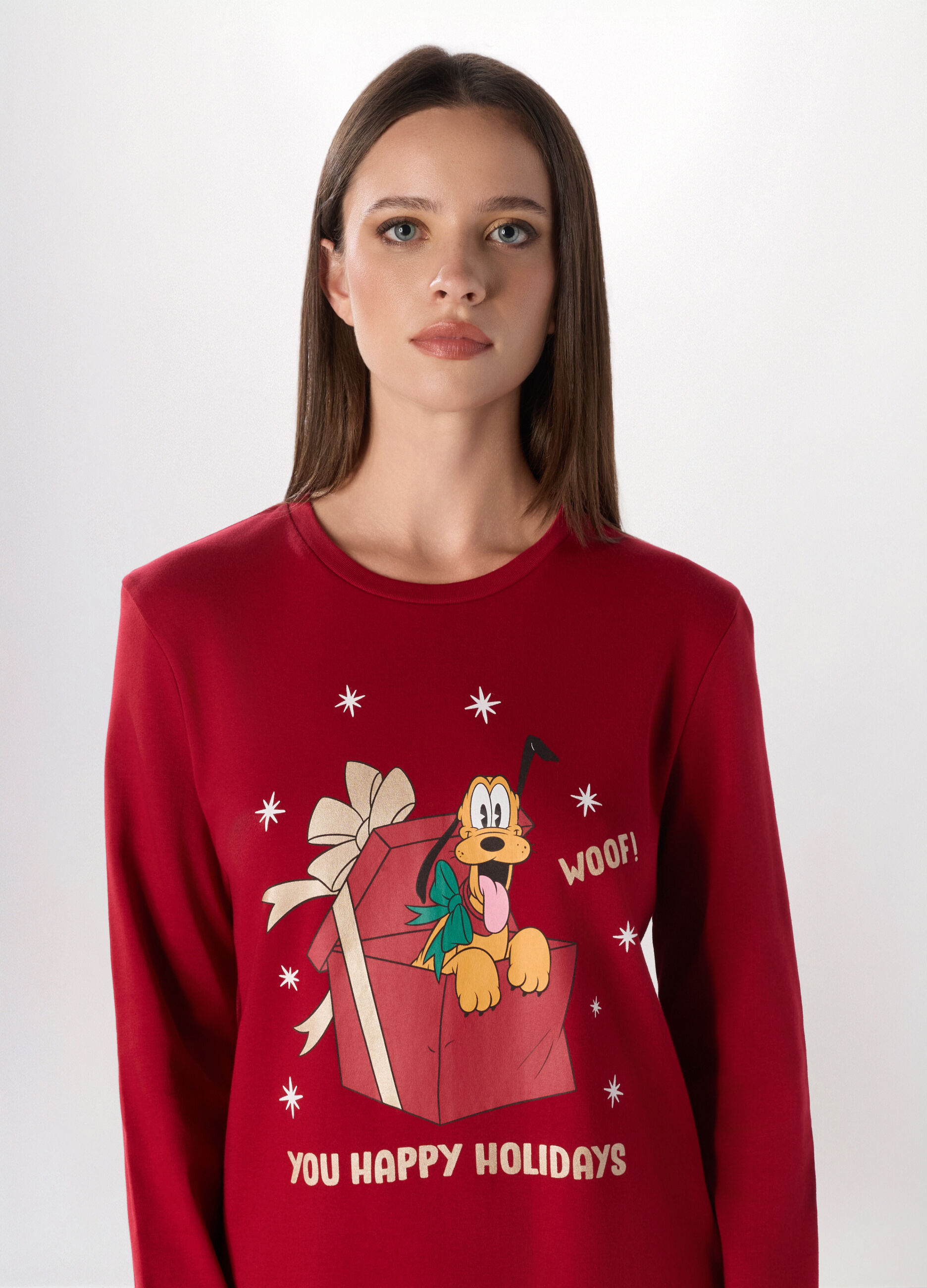 Set pigiama lungo in interlock di puro cotone donna_2