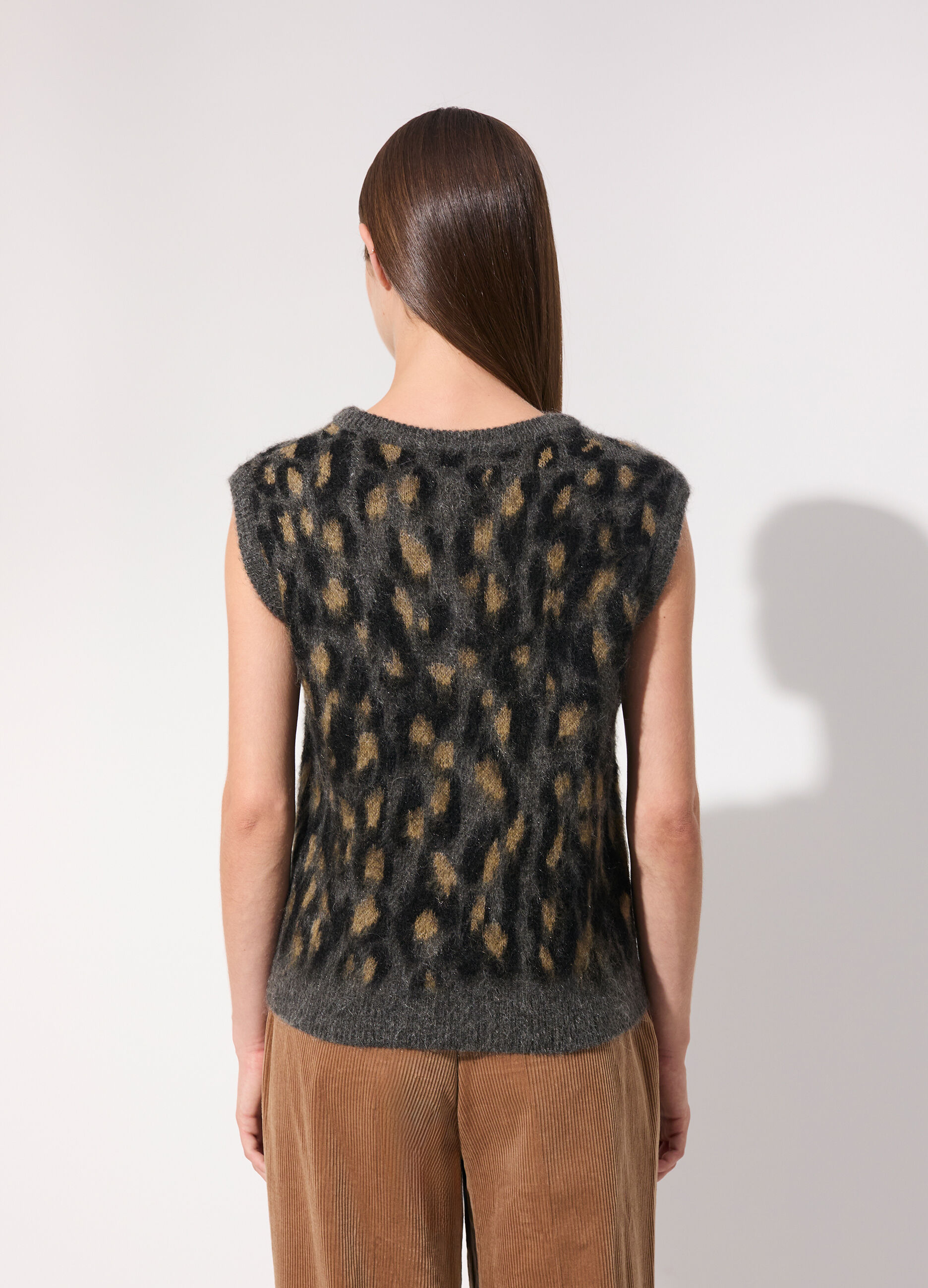 Gilet tricot in filato peloso misto mohair donna_2