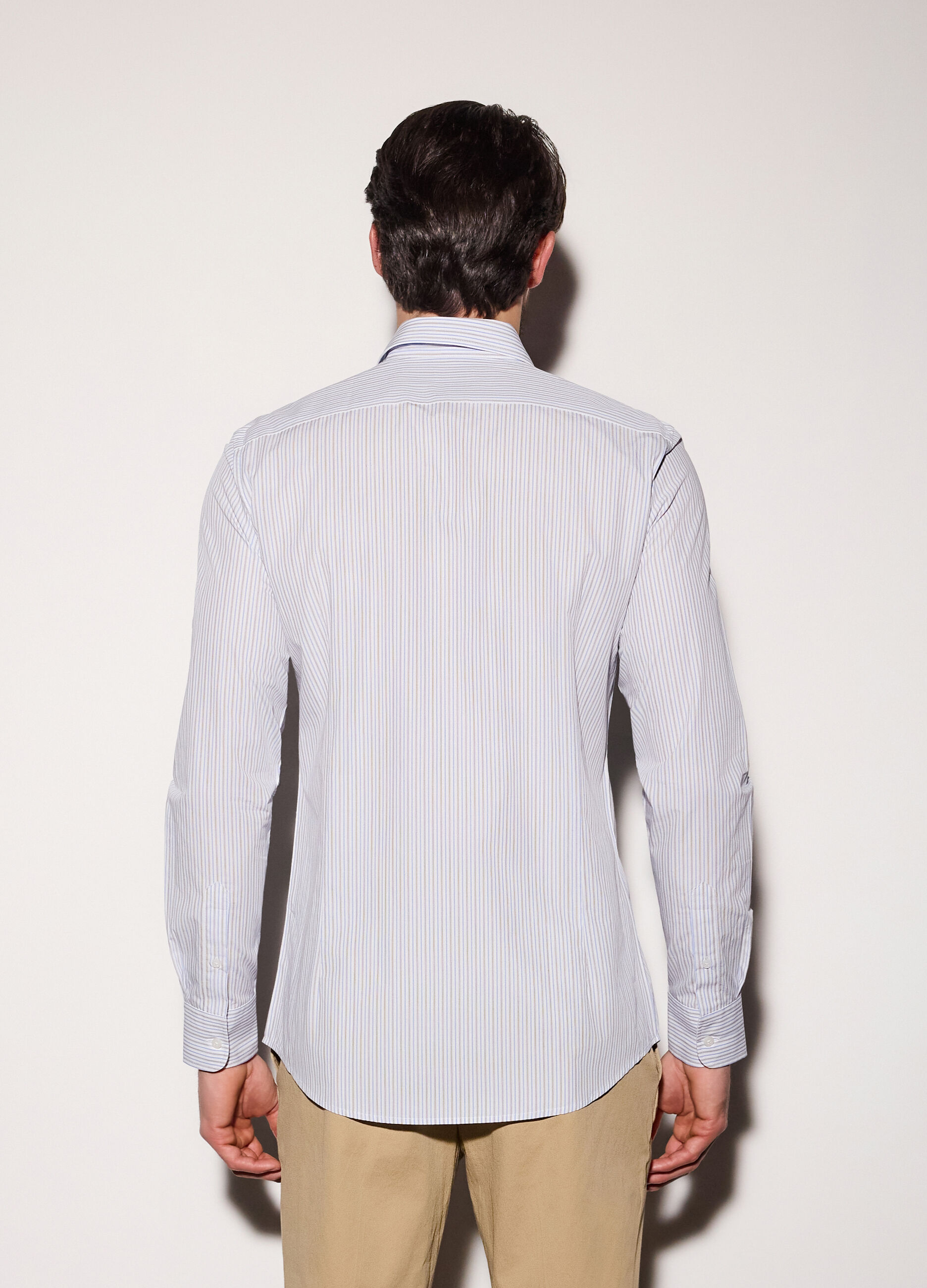 Camicia slim fit in cotone a righe uomo_1