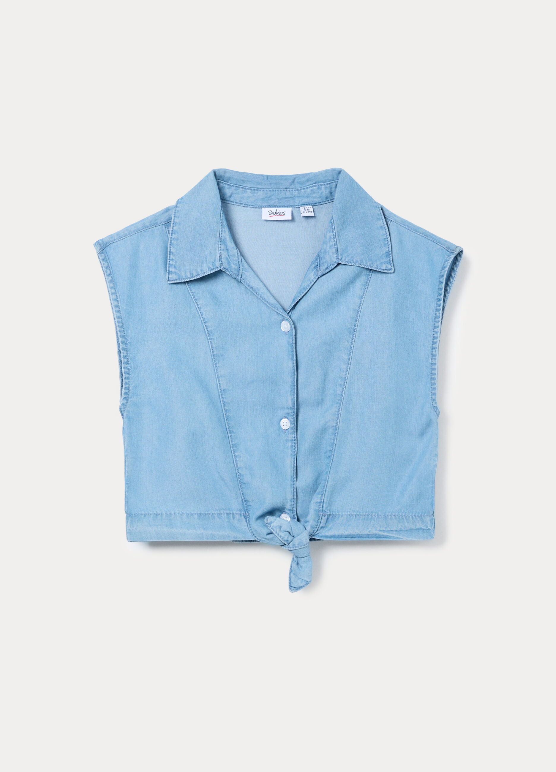 Camicia fit regular con colletto reverse in pura lyocell ragazza_0