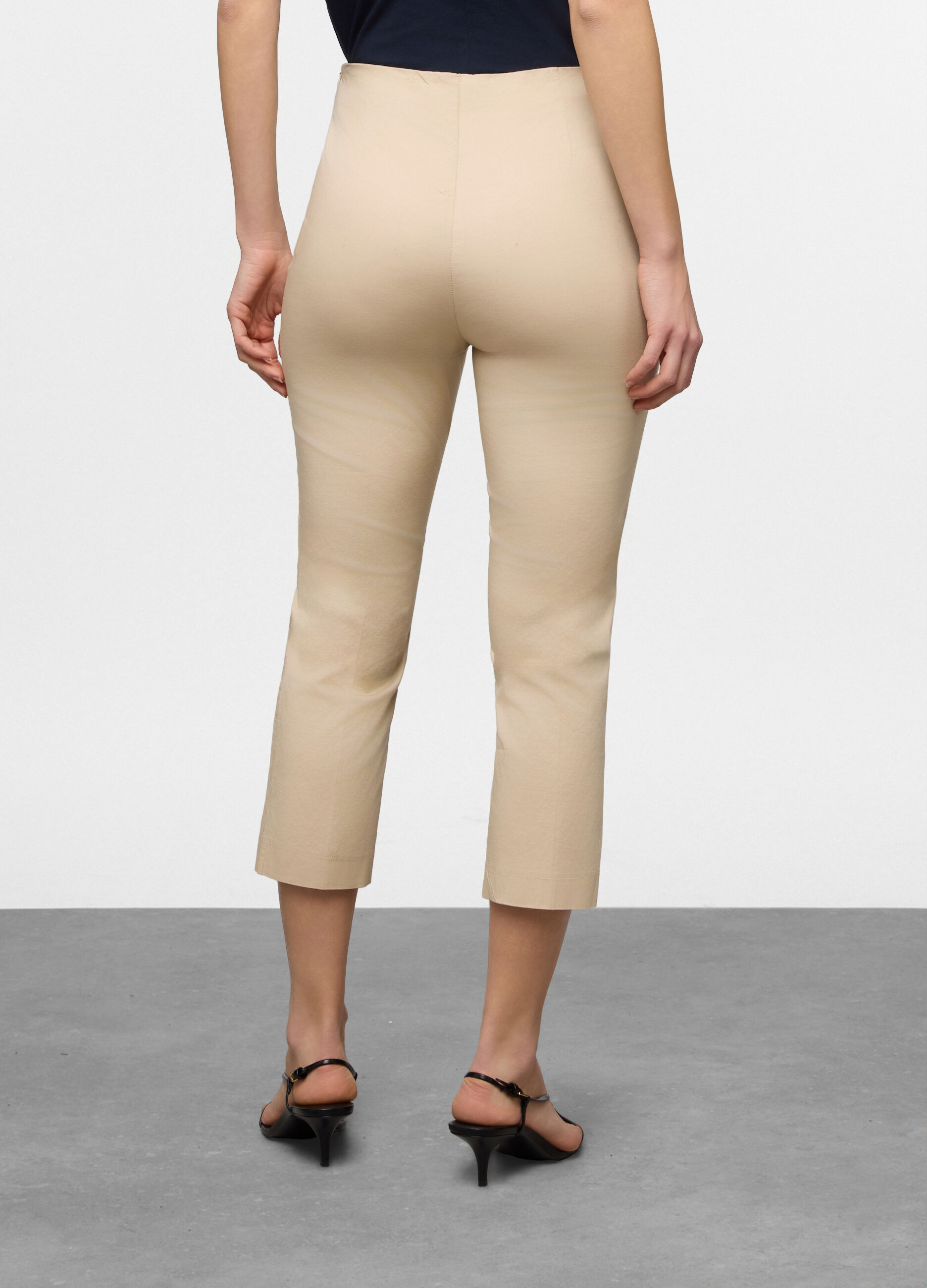 Pantaloni slim fit in twill di cotone stretch donna_1