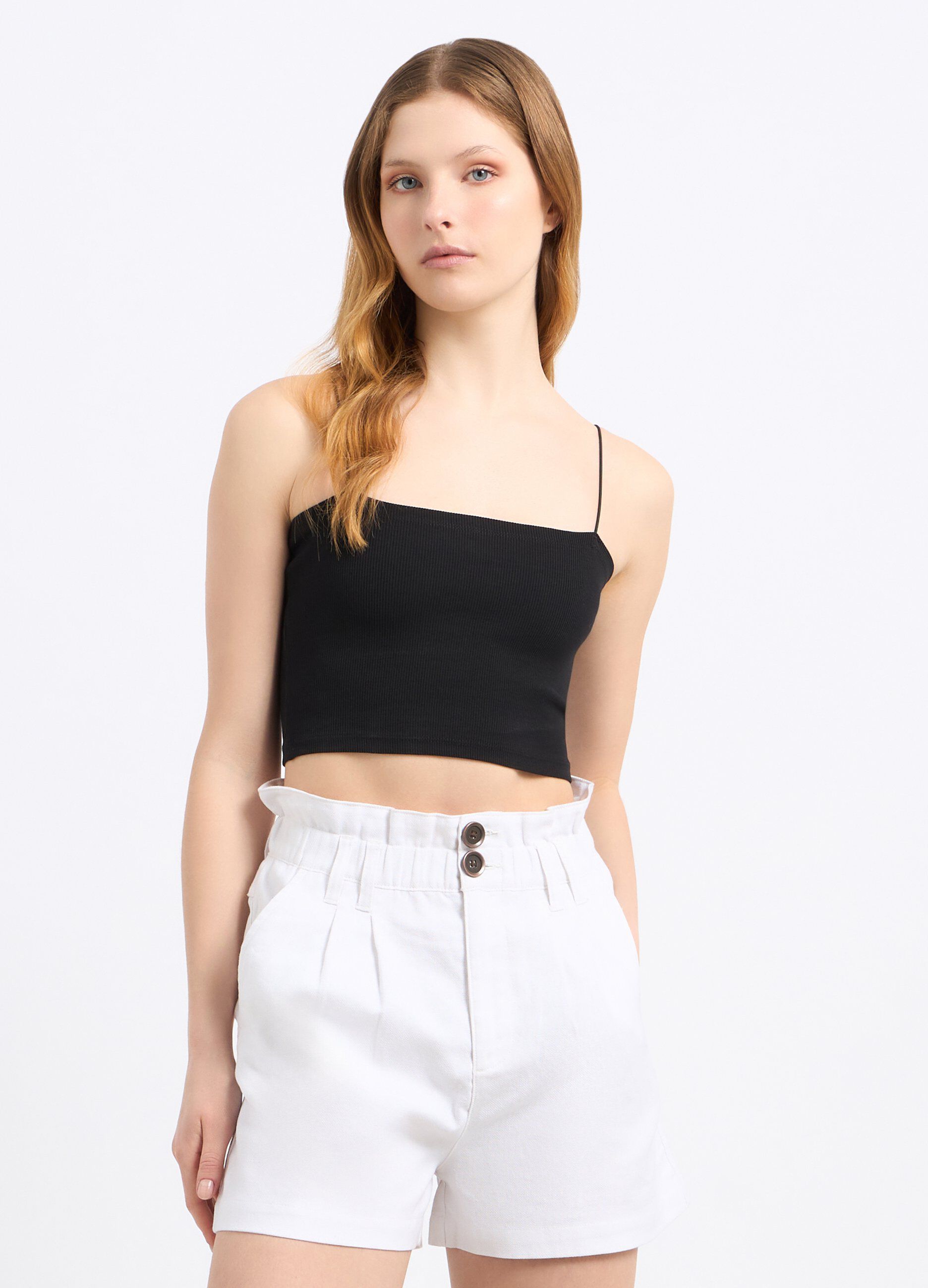 Top a fascia in costina di cotone stretch donna_0