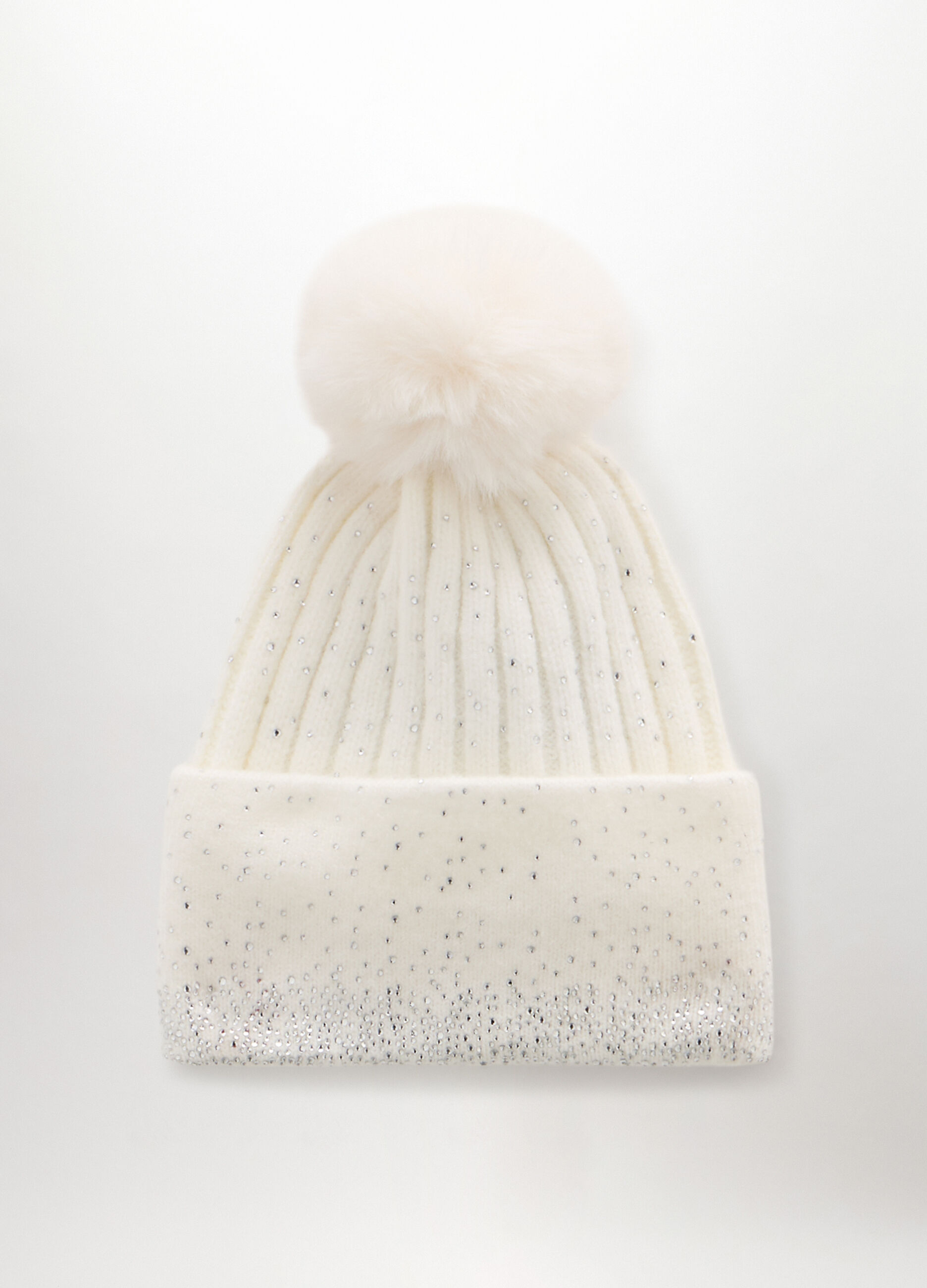 Berretto tricot con pon pom donna_0