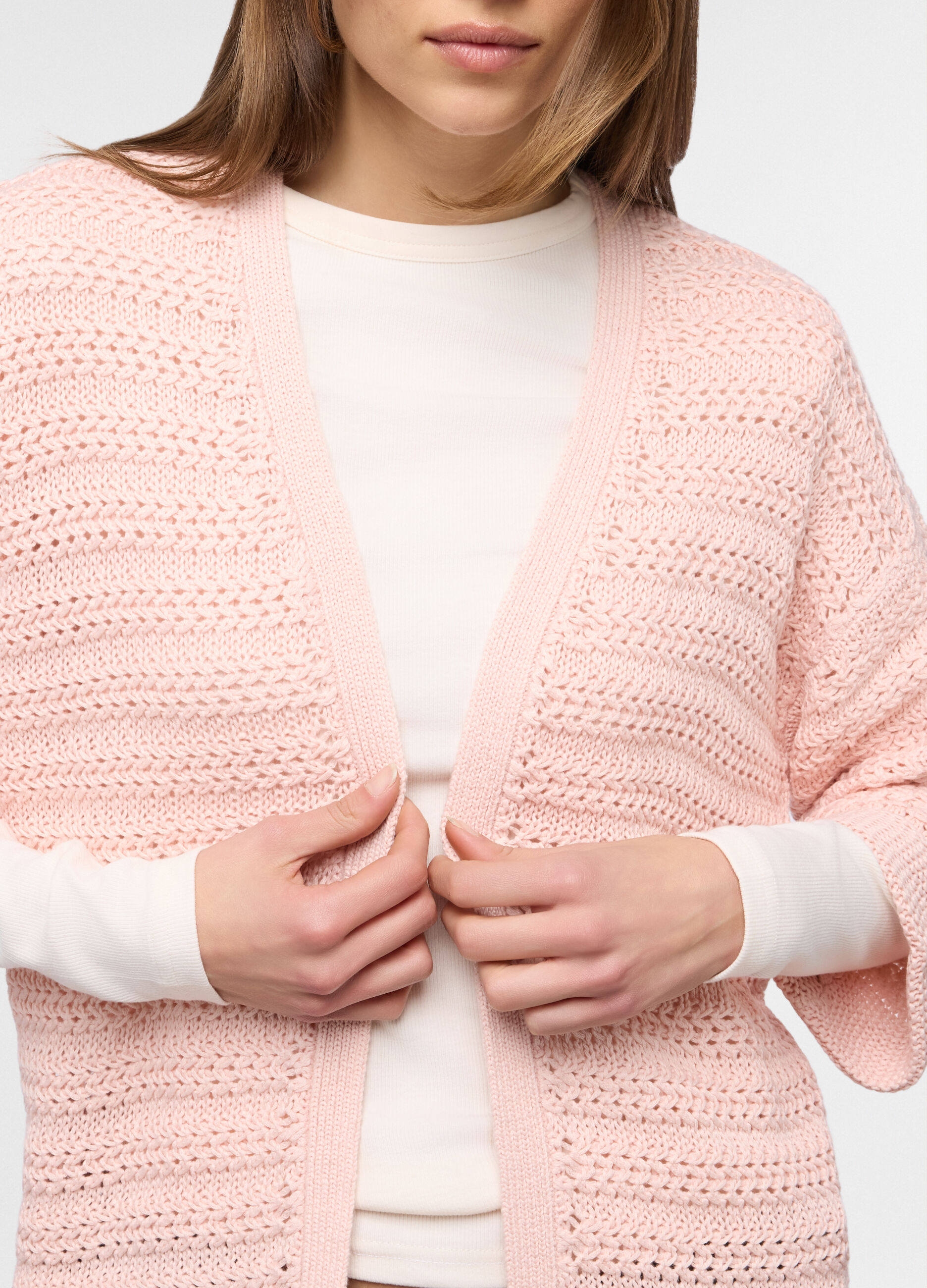 Cardigan aperto jaquard donna_2