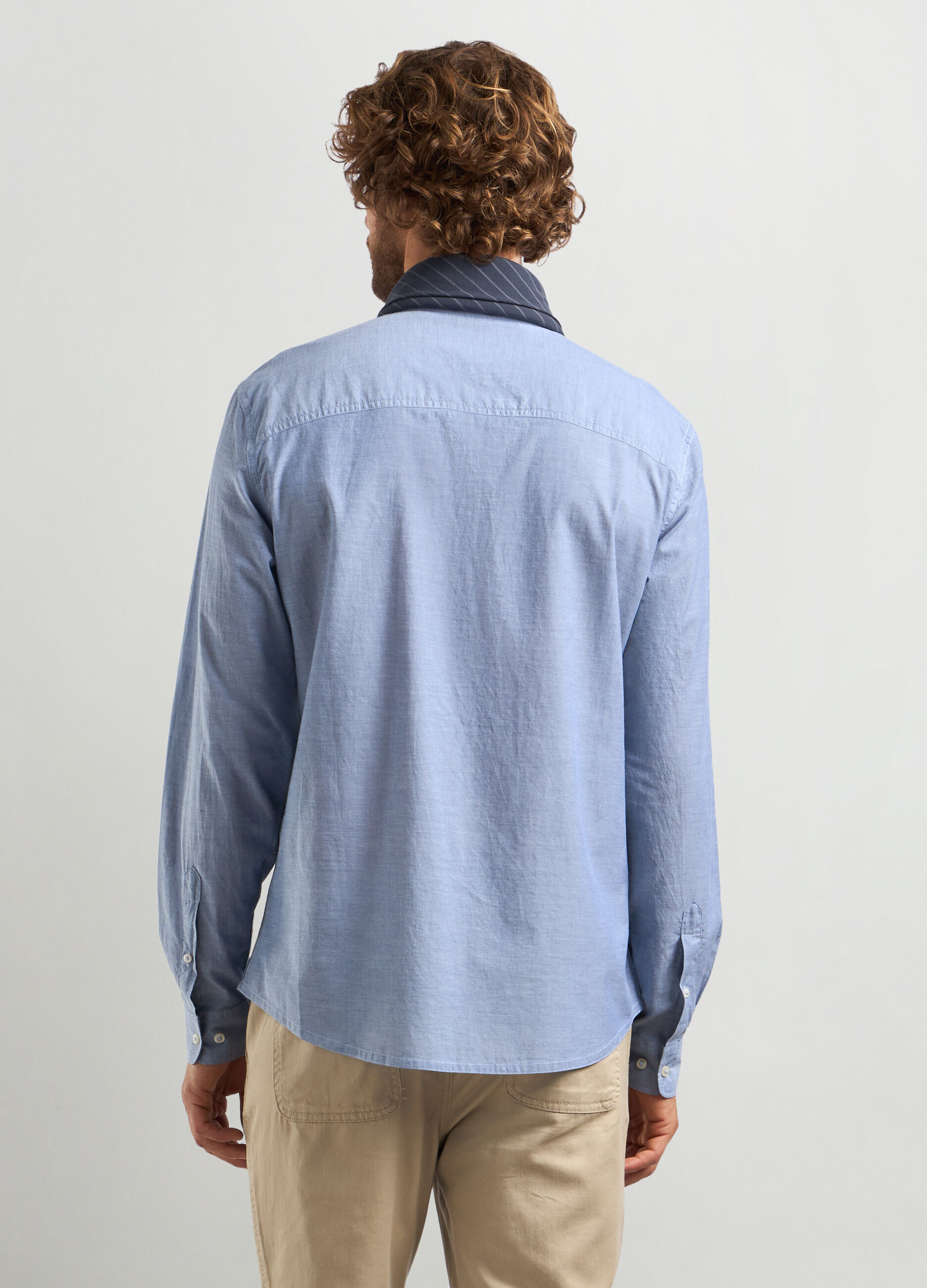 Camicia regular fit colletto coreano in cotone uomo_1