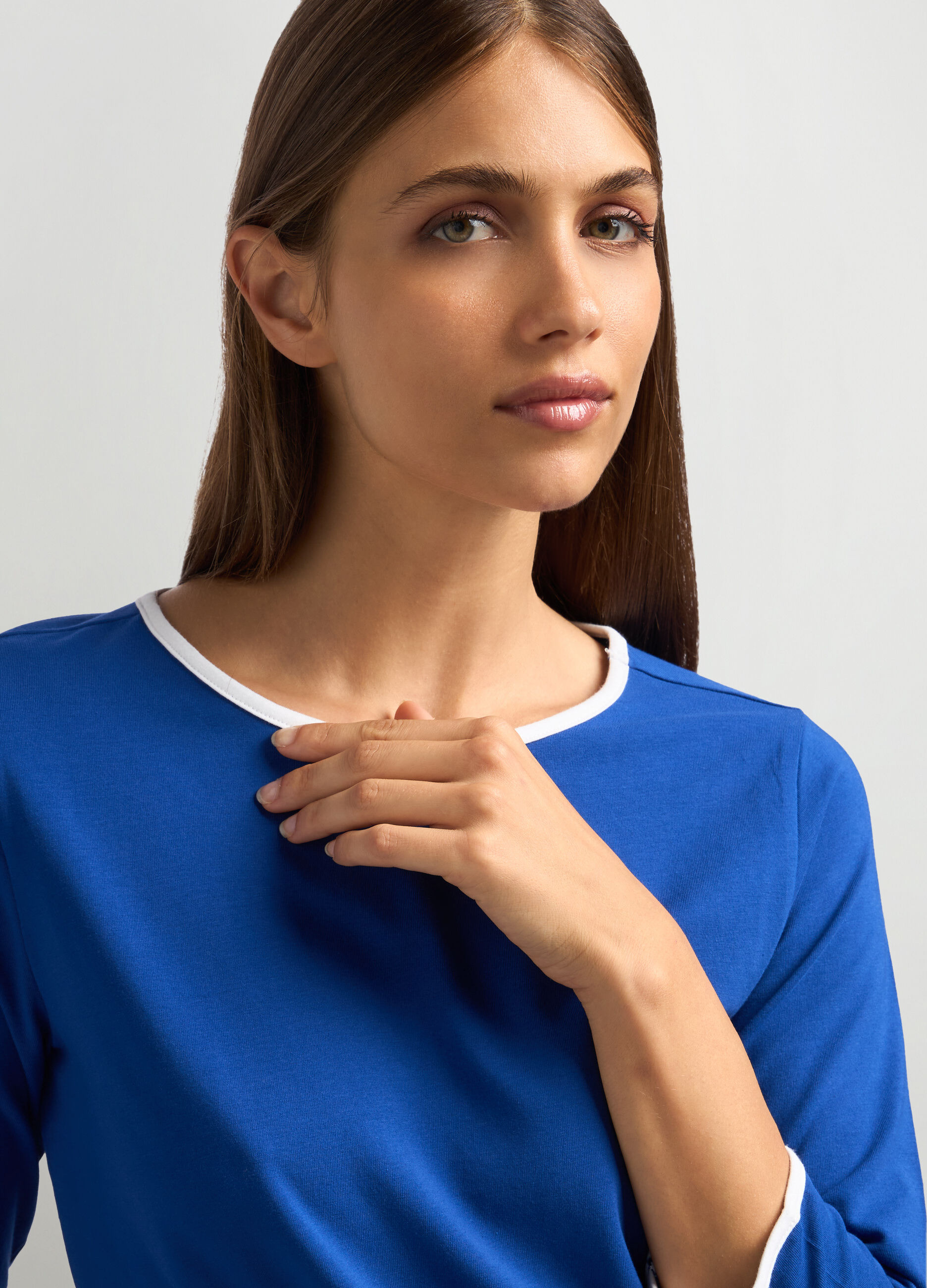 T-shirt in jersey di cotone stretch donna_2