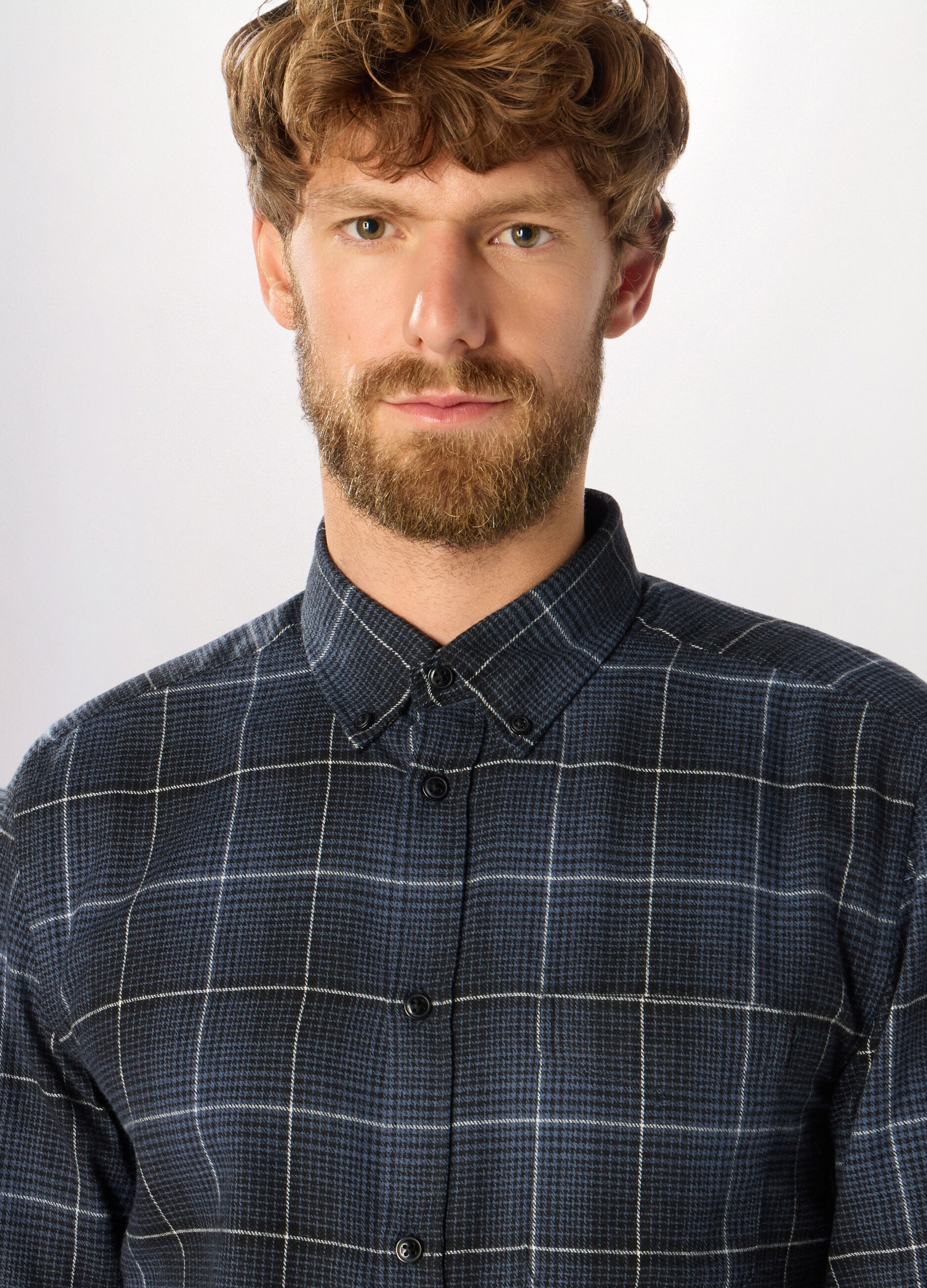 Camicia slim fit in flanella a quadri uomo_2