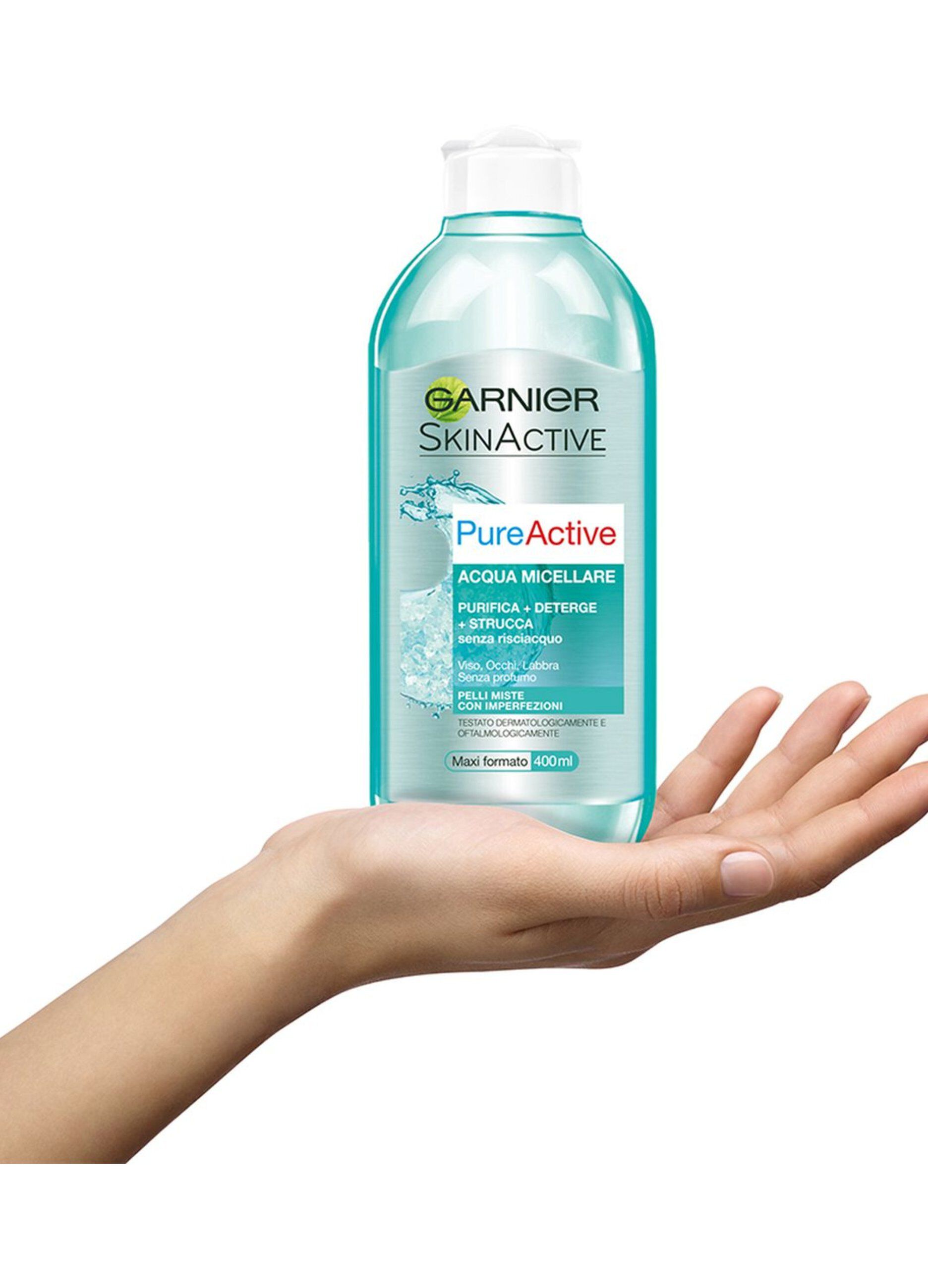 Garnier Acqua Micellare Pelli Miste, Purifica, Deterge e Strucca Senza Risciacquo, 400 ml.