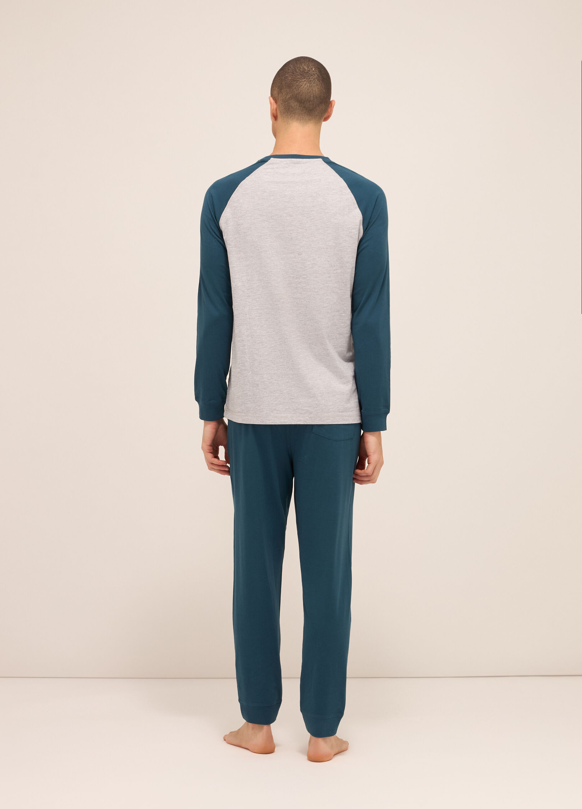 Maglia del pigiama raglan in puro cotone uomo_1