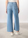 Pantaloni wide leg in denim di puro cotone donna_1