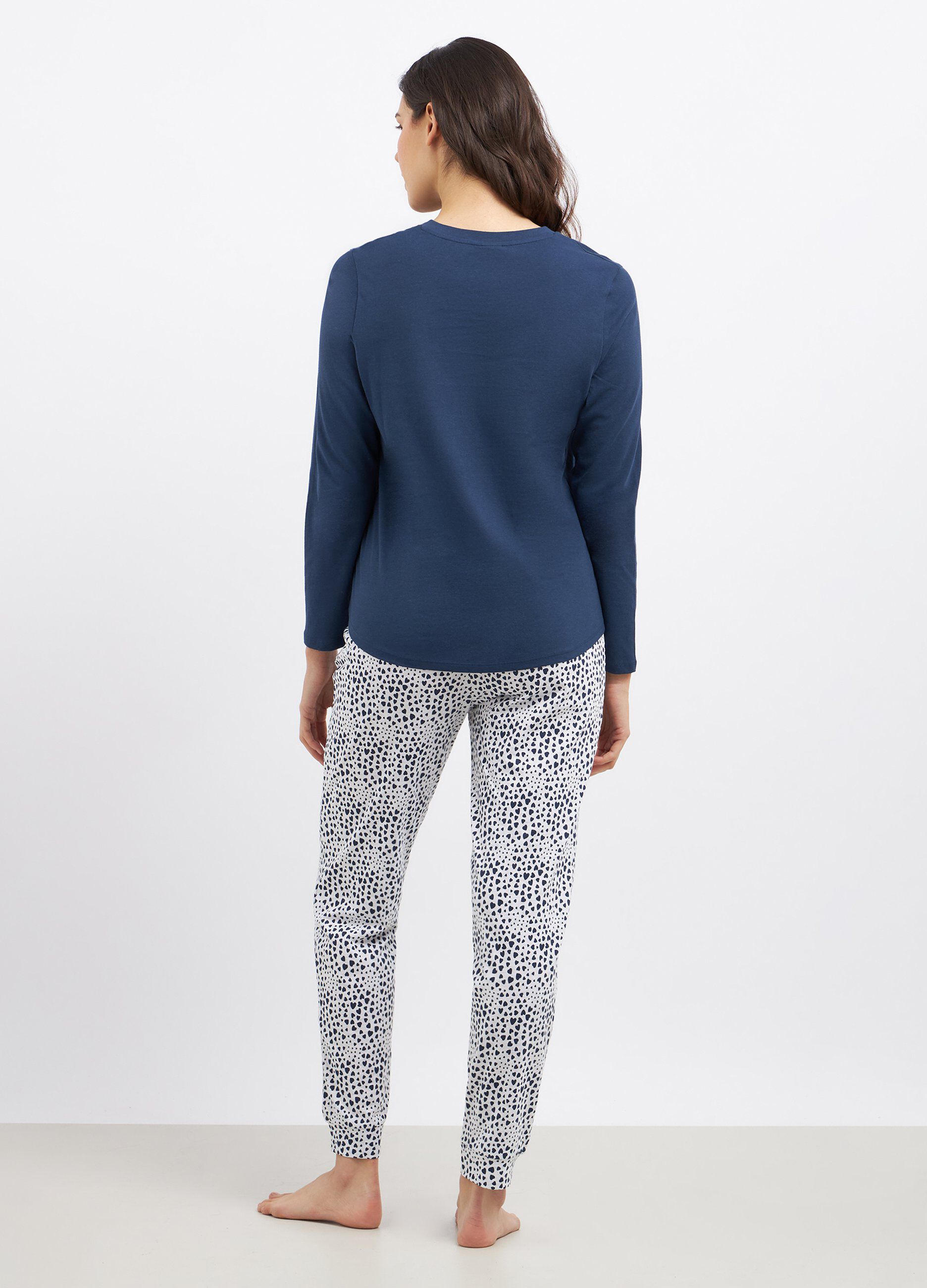 Set pigiama lungo in cotone con stampa glitter donna_1