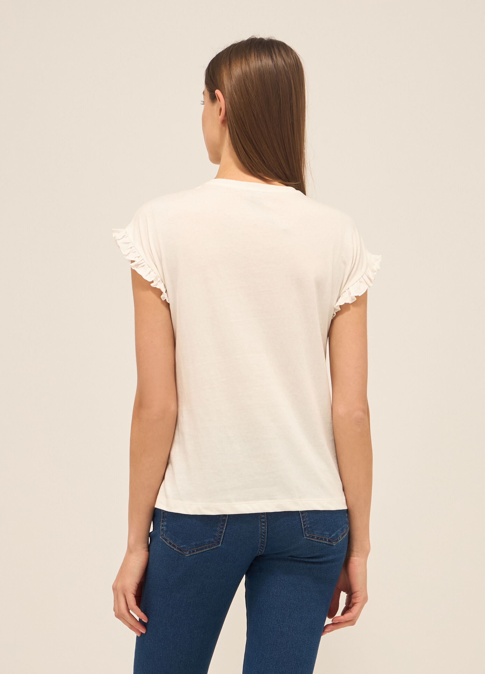 T-shirt smanicata in jersey di puro cotone donna_1