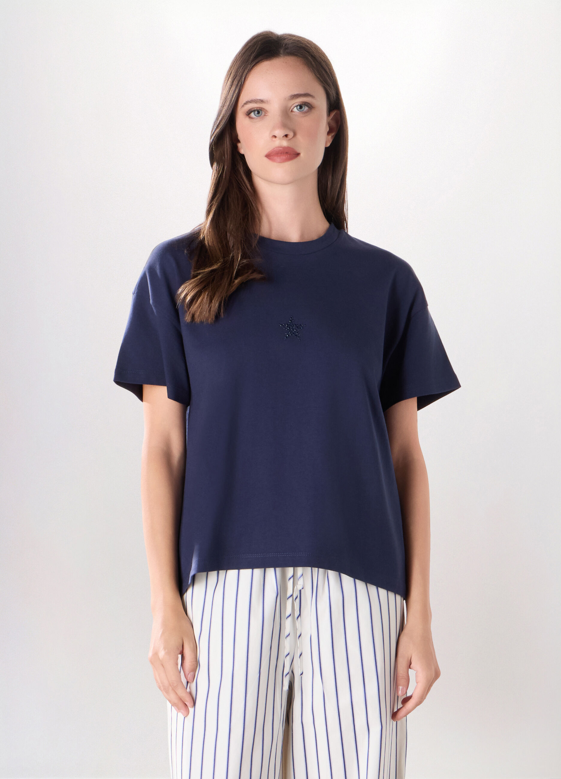 T-shirt in jersey di puro cotone donna_0