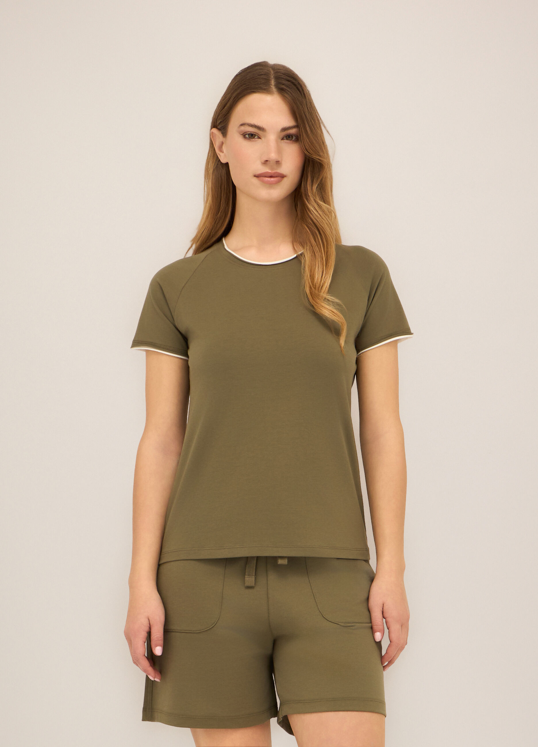T-shirt in jersey di cotone stretch donna_0