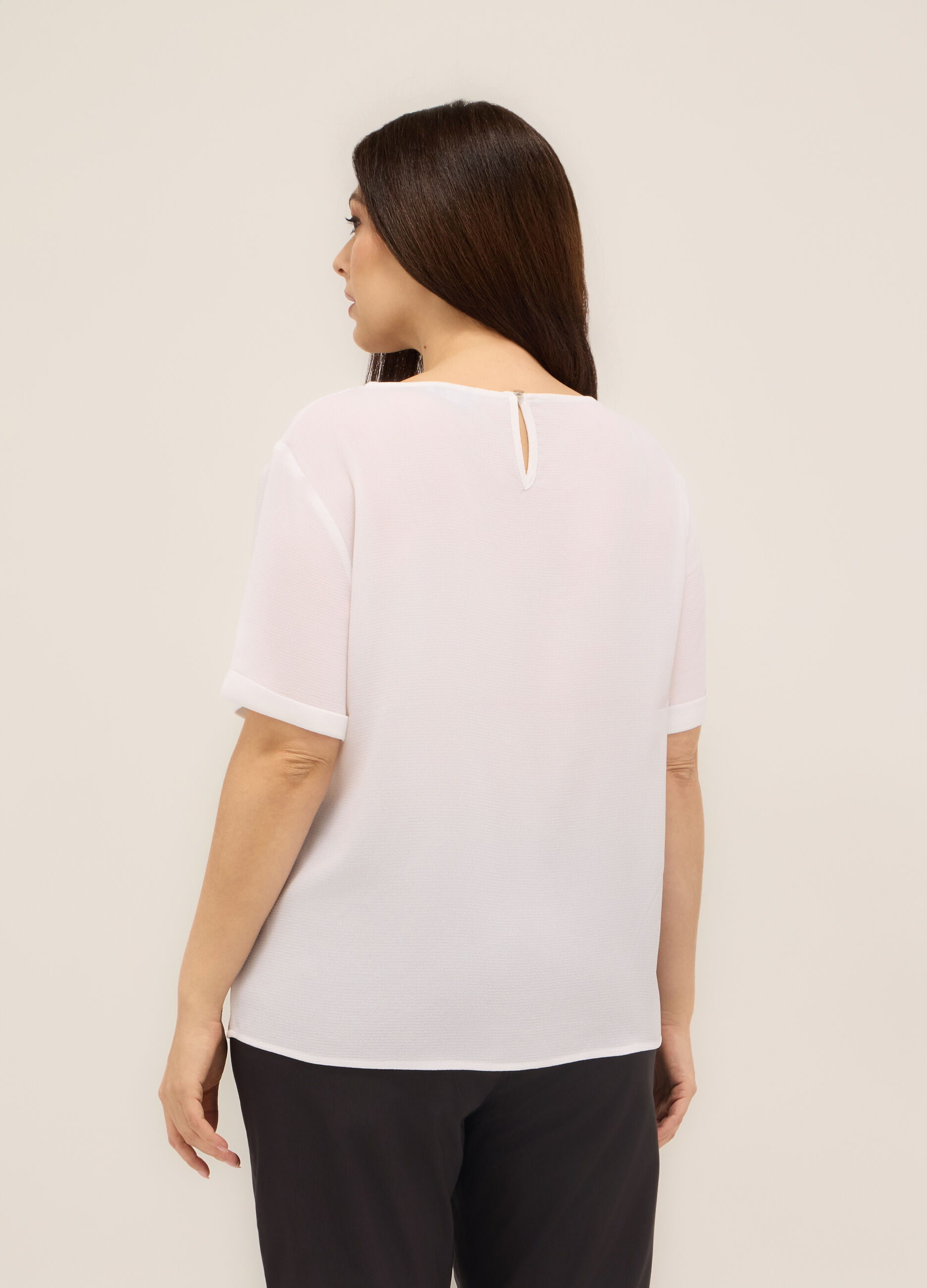 Blusa in tinta unita donna curvy_1