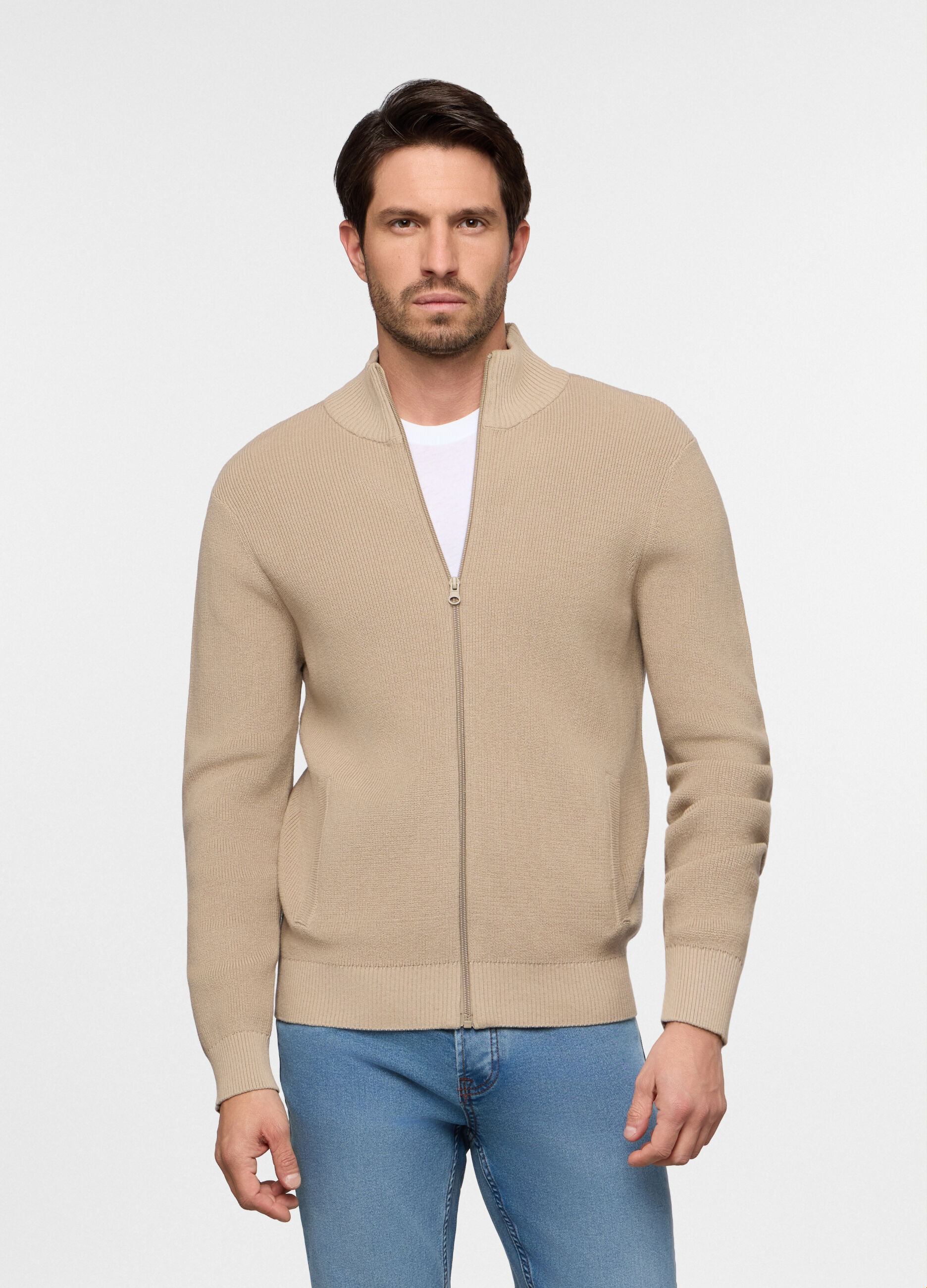 Cardigan lupetto con zip intera uomo_0