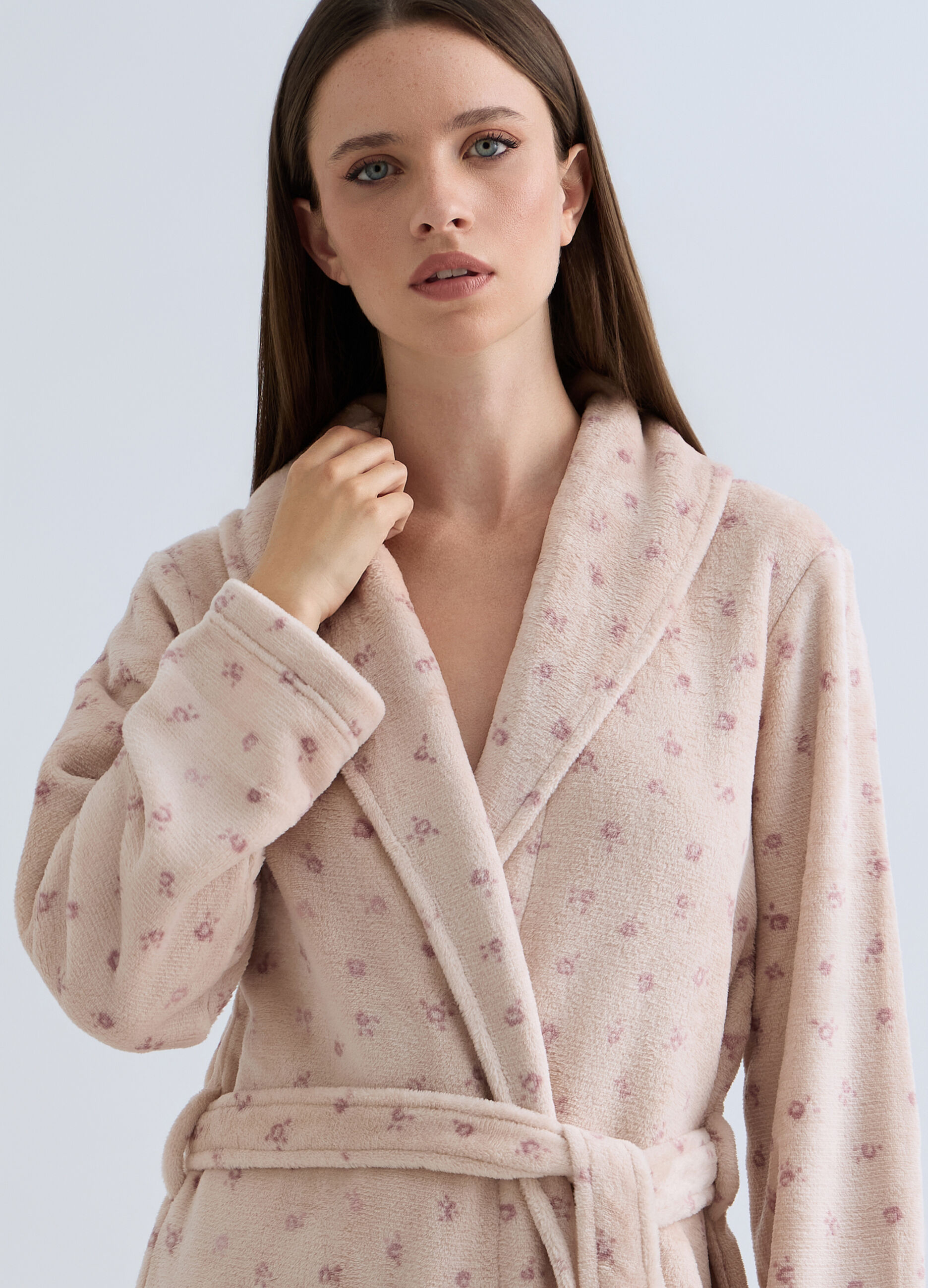Vestaglia in coral fleece con stampa donna_2