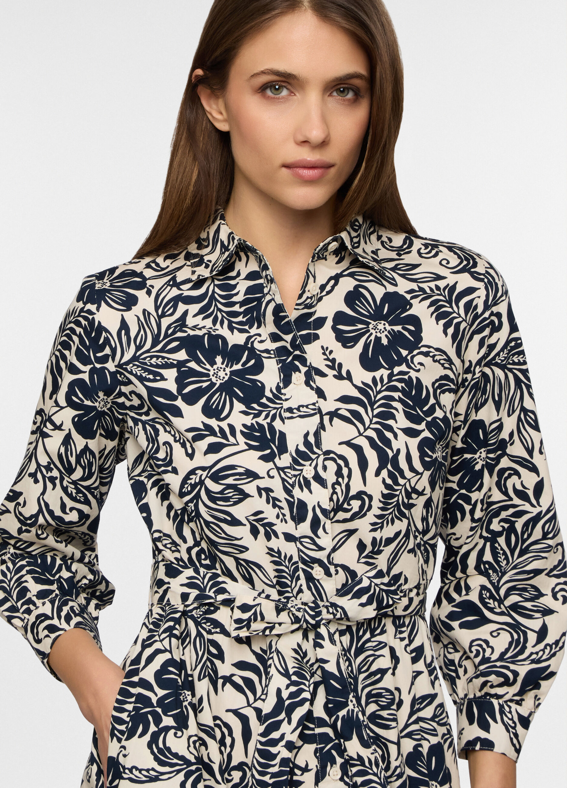 Abito lungo in popeline di puro cotone donna_2