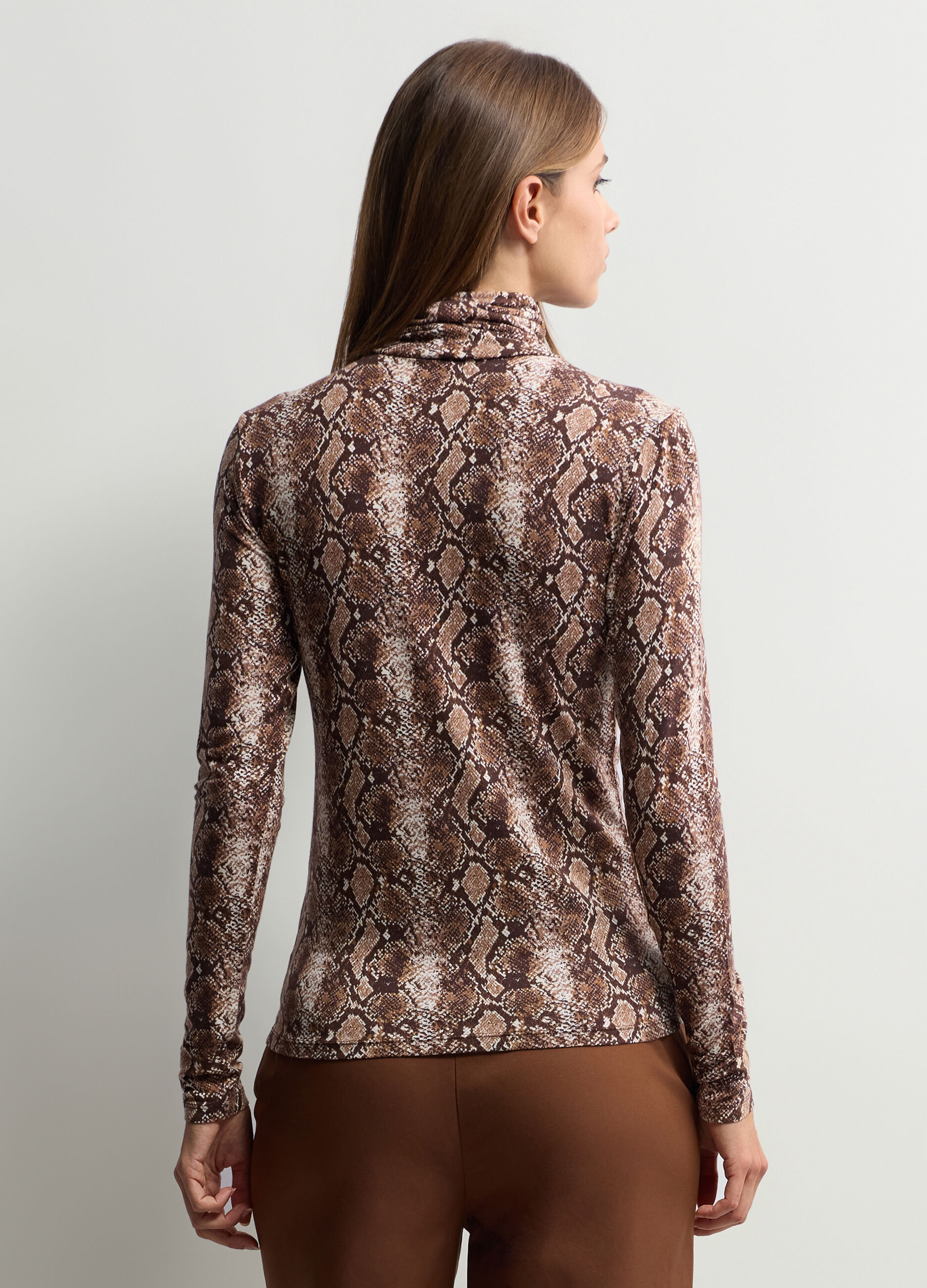 T-shirt a collo alto stretch donna_1