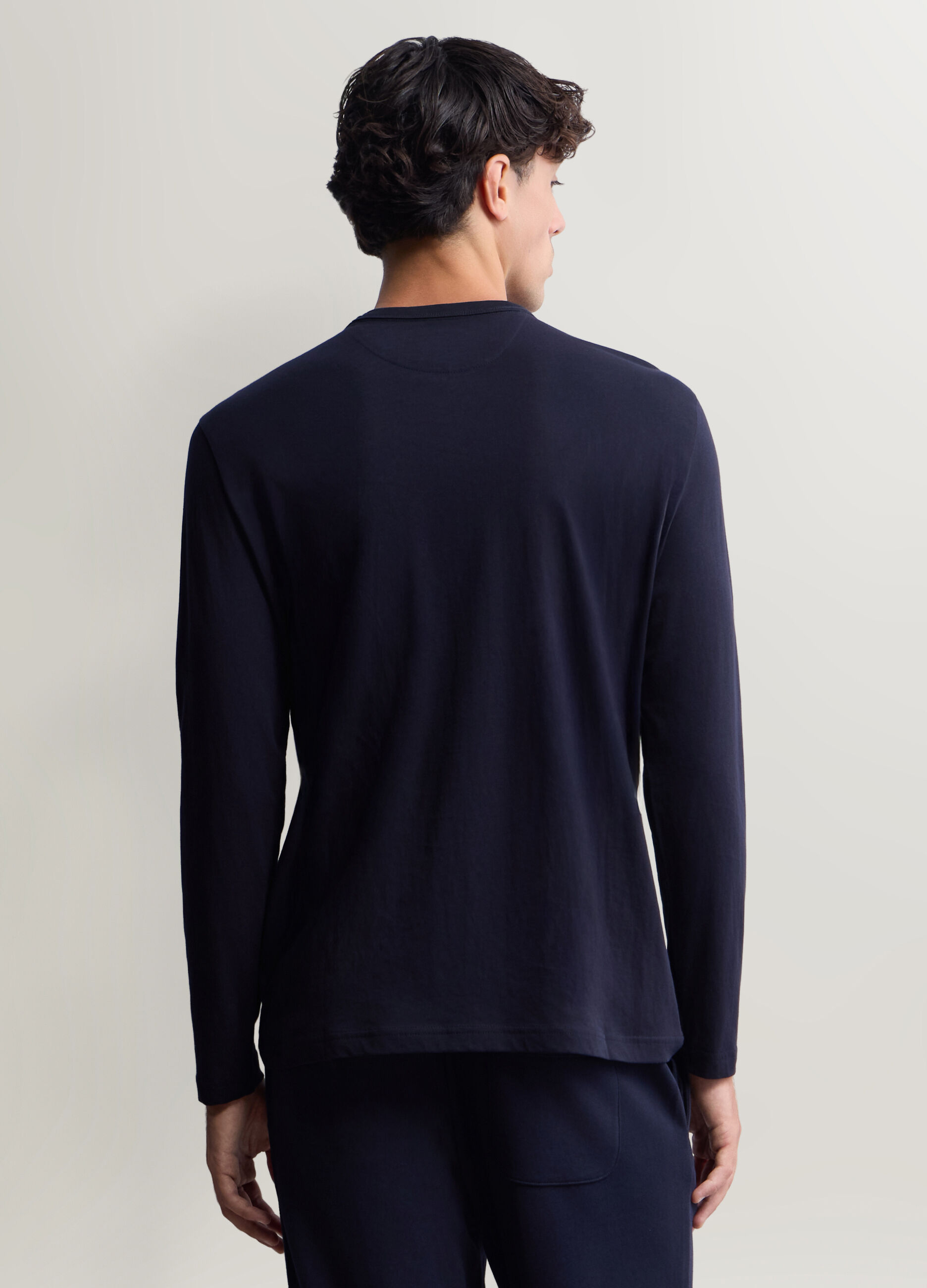Maglia girocollo a maniche lunghe in cotone uomo_1