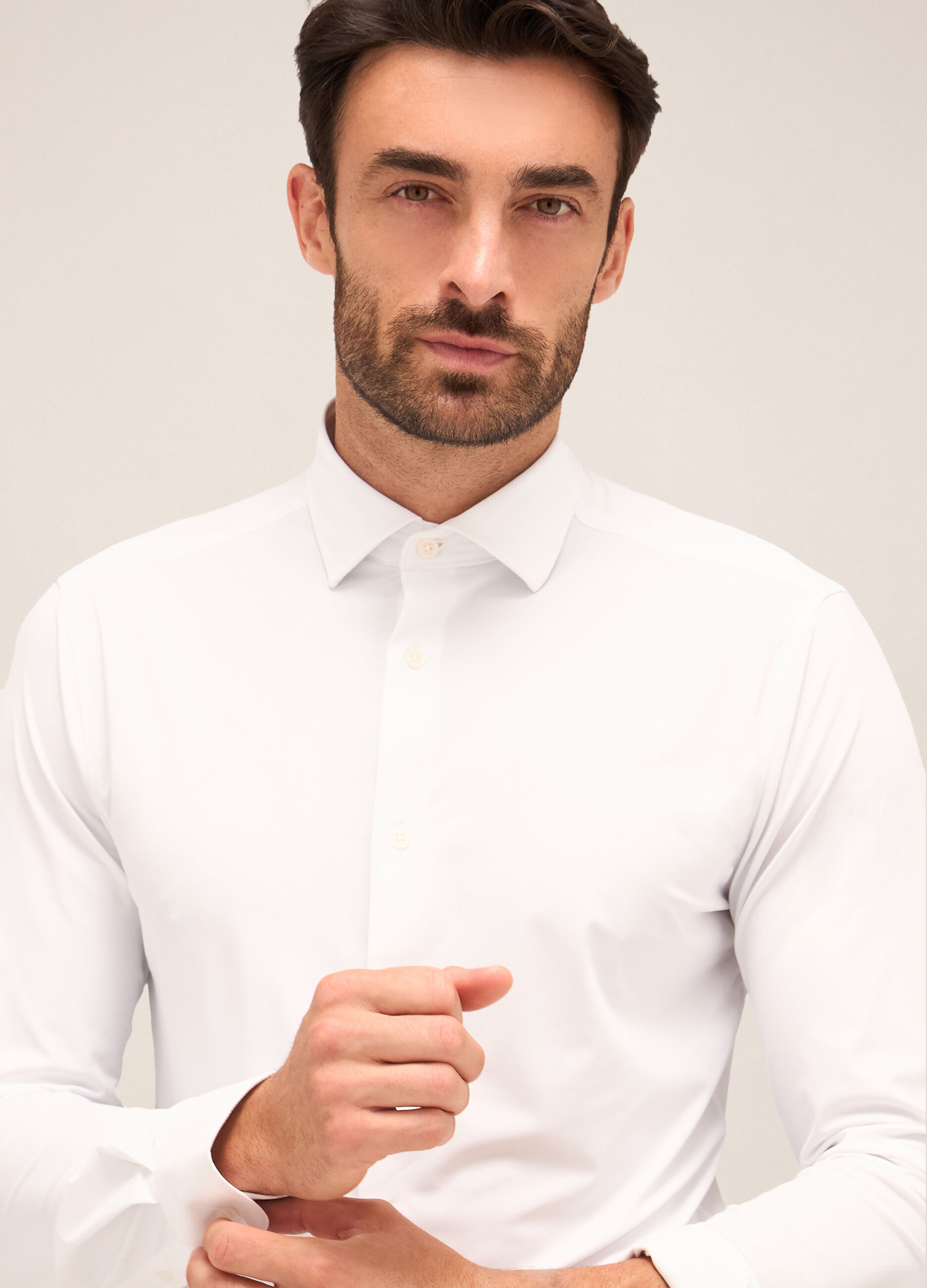 Camicia slim fit colletto classico in tessuto stretch uomo