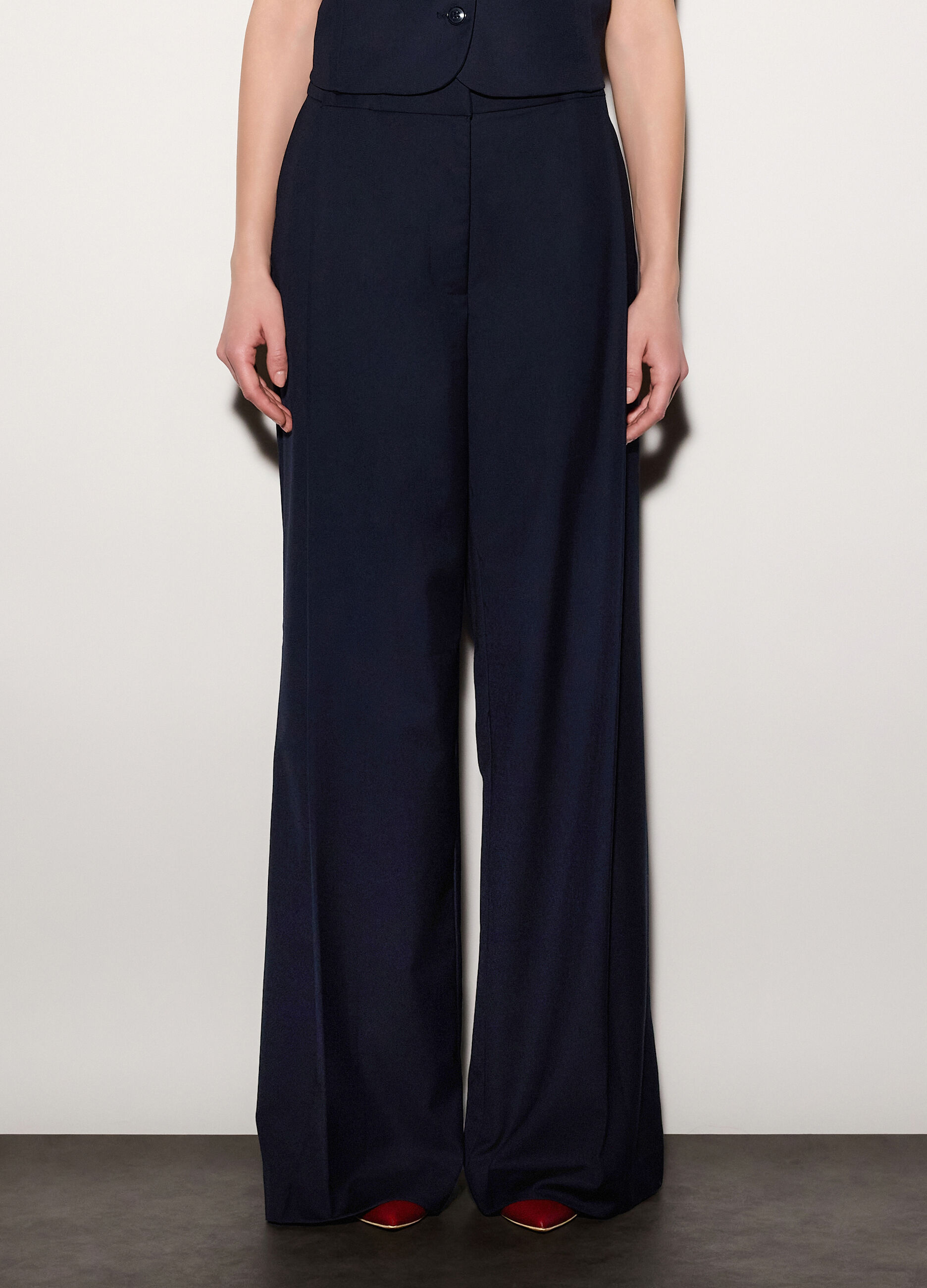 Pantaloni over fit in twill misto viscosa donna_1