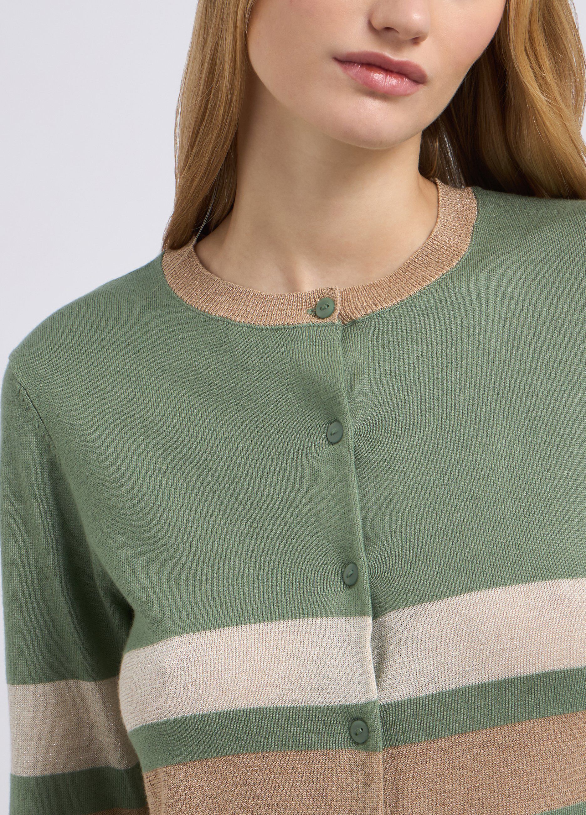 Cardigan tricot in misto viscosa e filo lurex donna_2