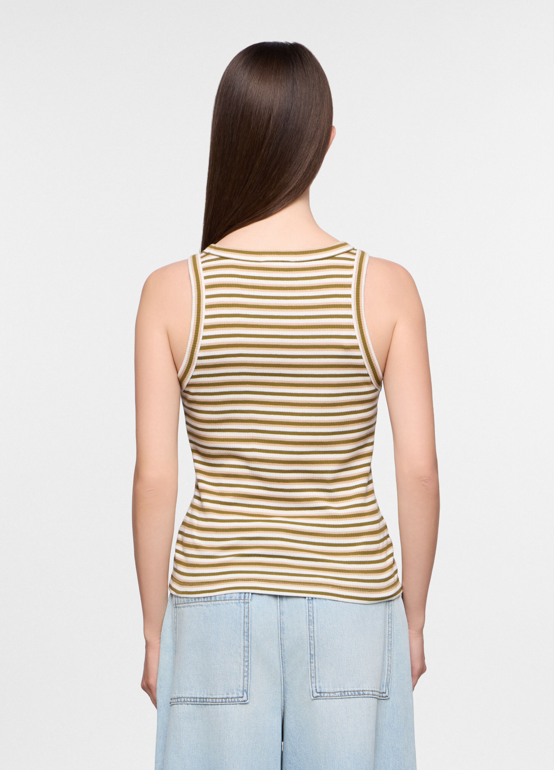 Canotta Fitted in costina di puro cotone donna_1