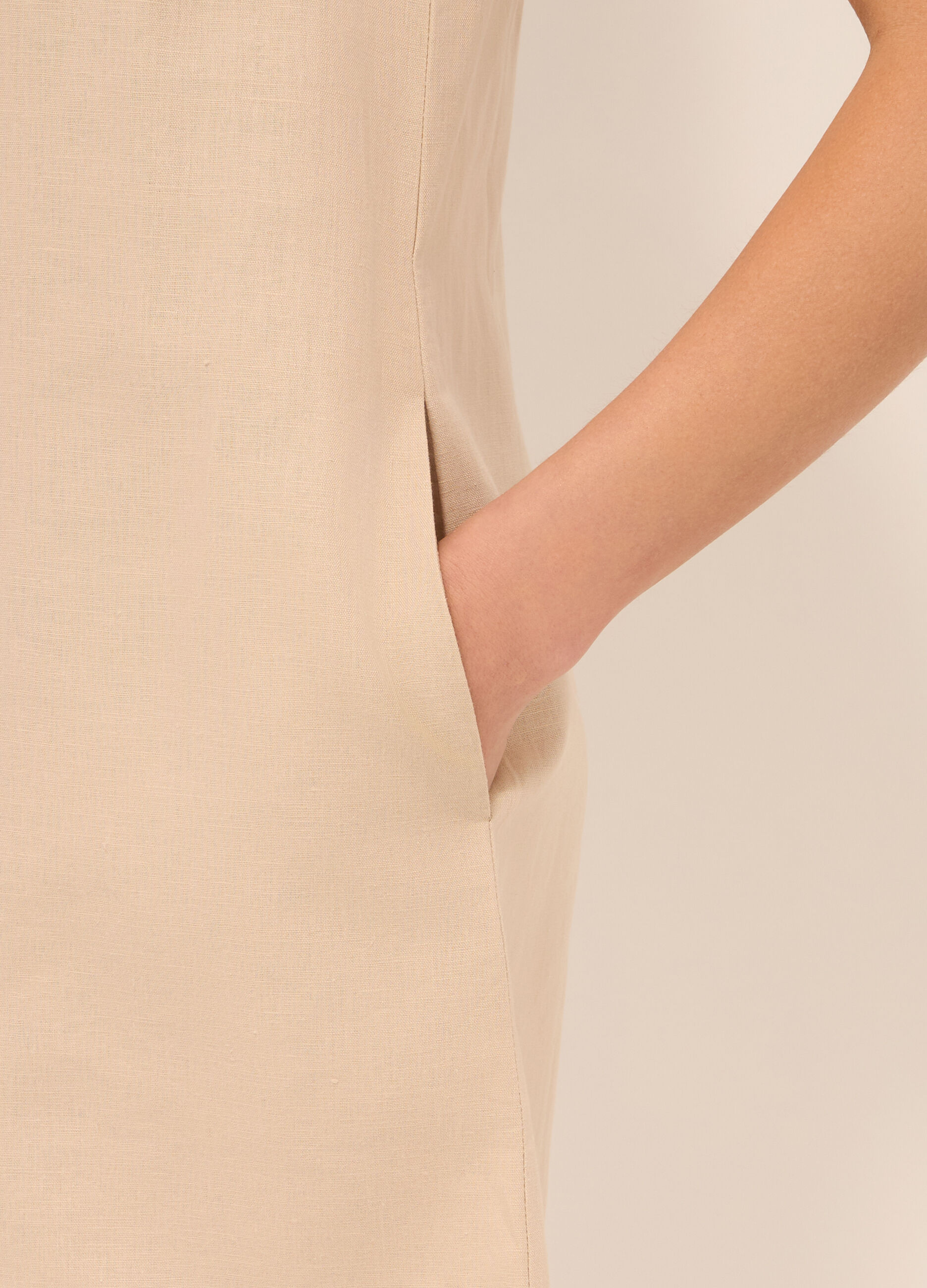 Abito corto misto lino donna_2