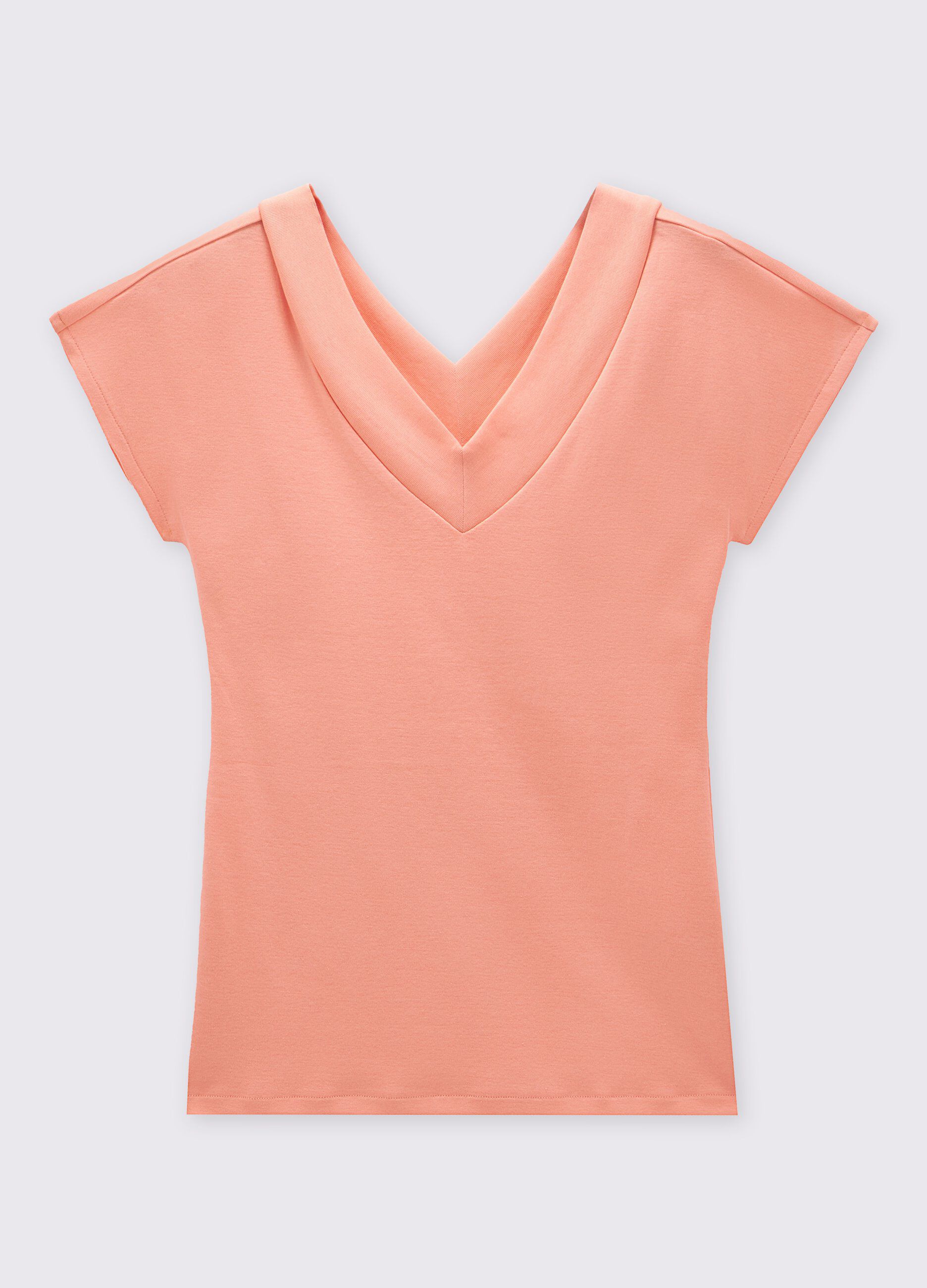 T-shirt in puro cotone con scollo a V donna_0