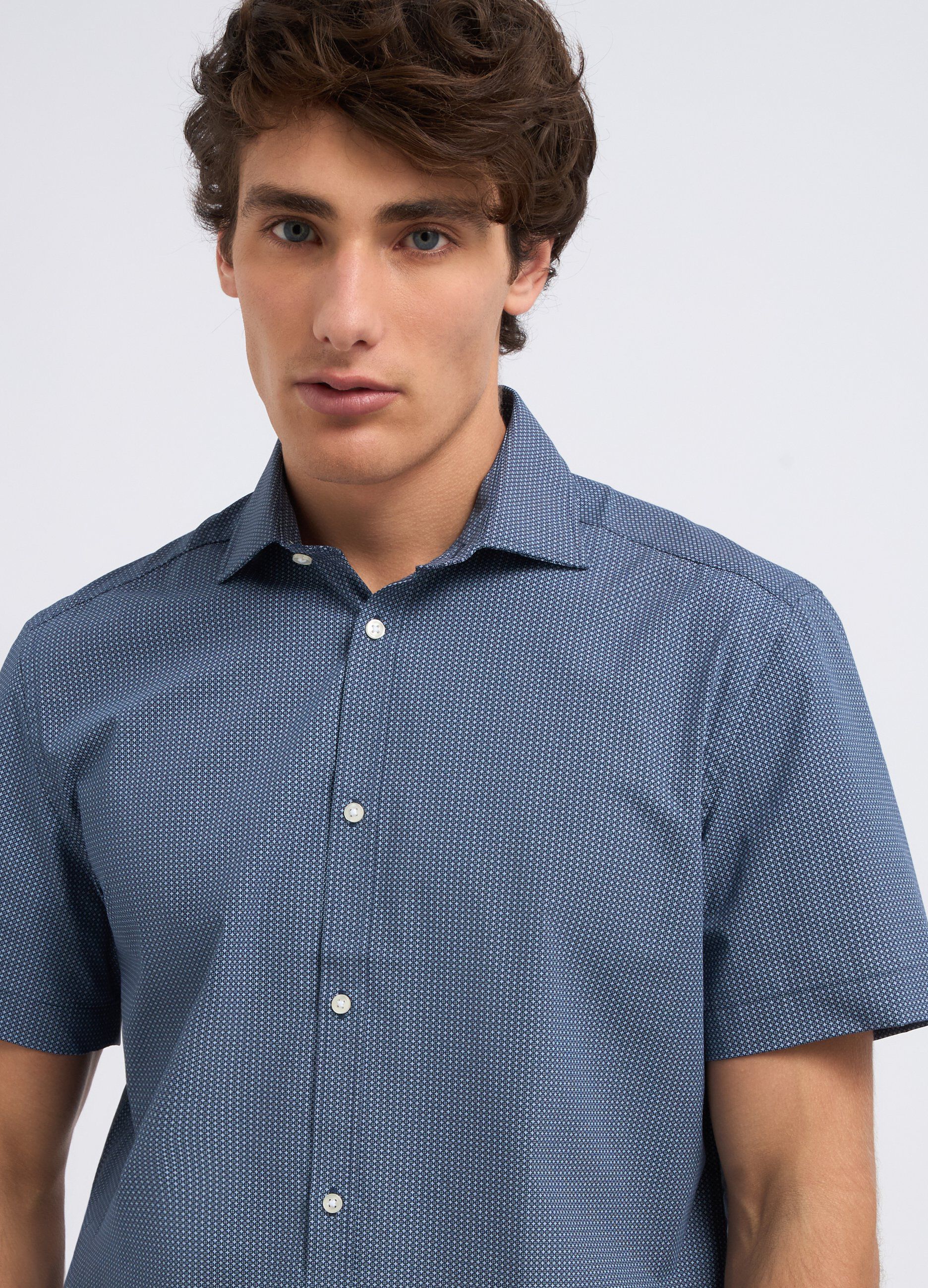 Camicia a maniche corte in misto cotone uomo_2