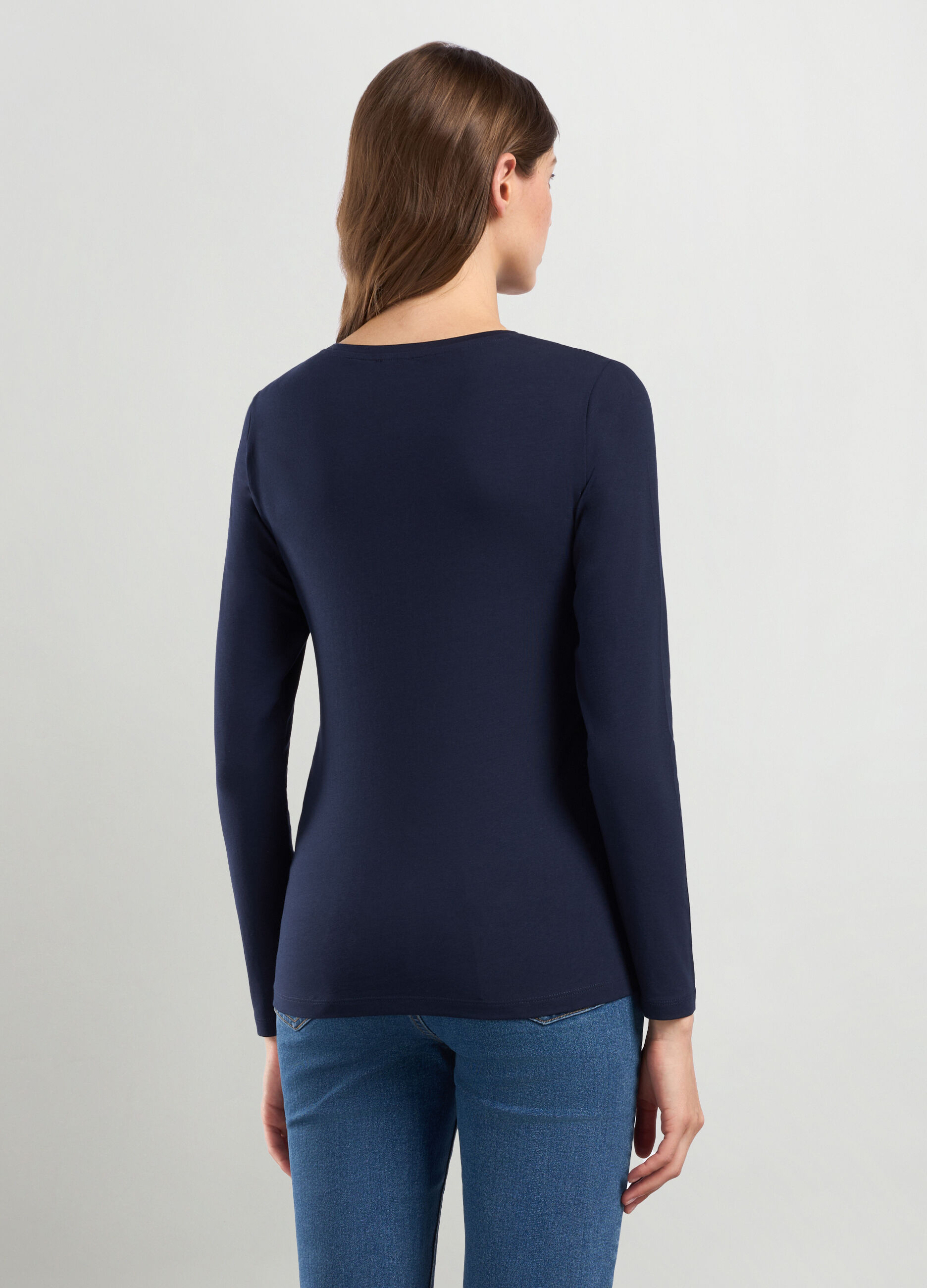 T-shirt in cotone stretch con paillettes donna_1