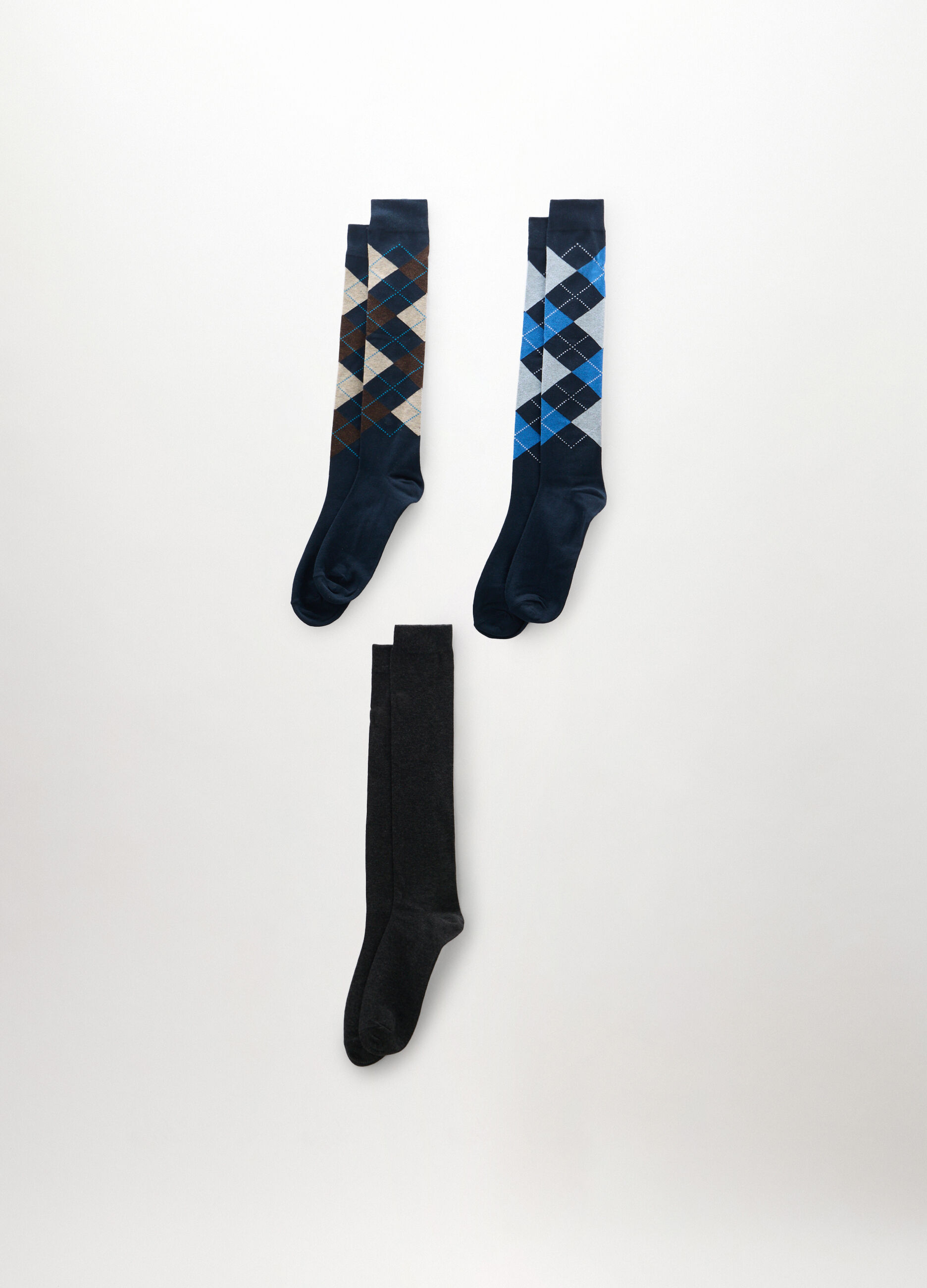 3 pack calze al ginocchio in cotone stretch fantasia uomo_0