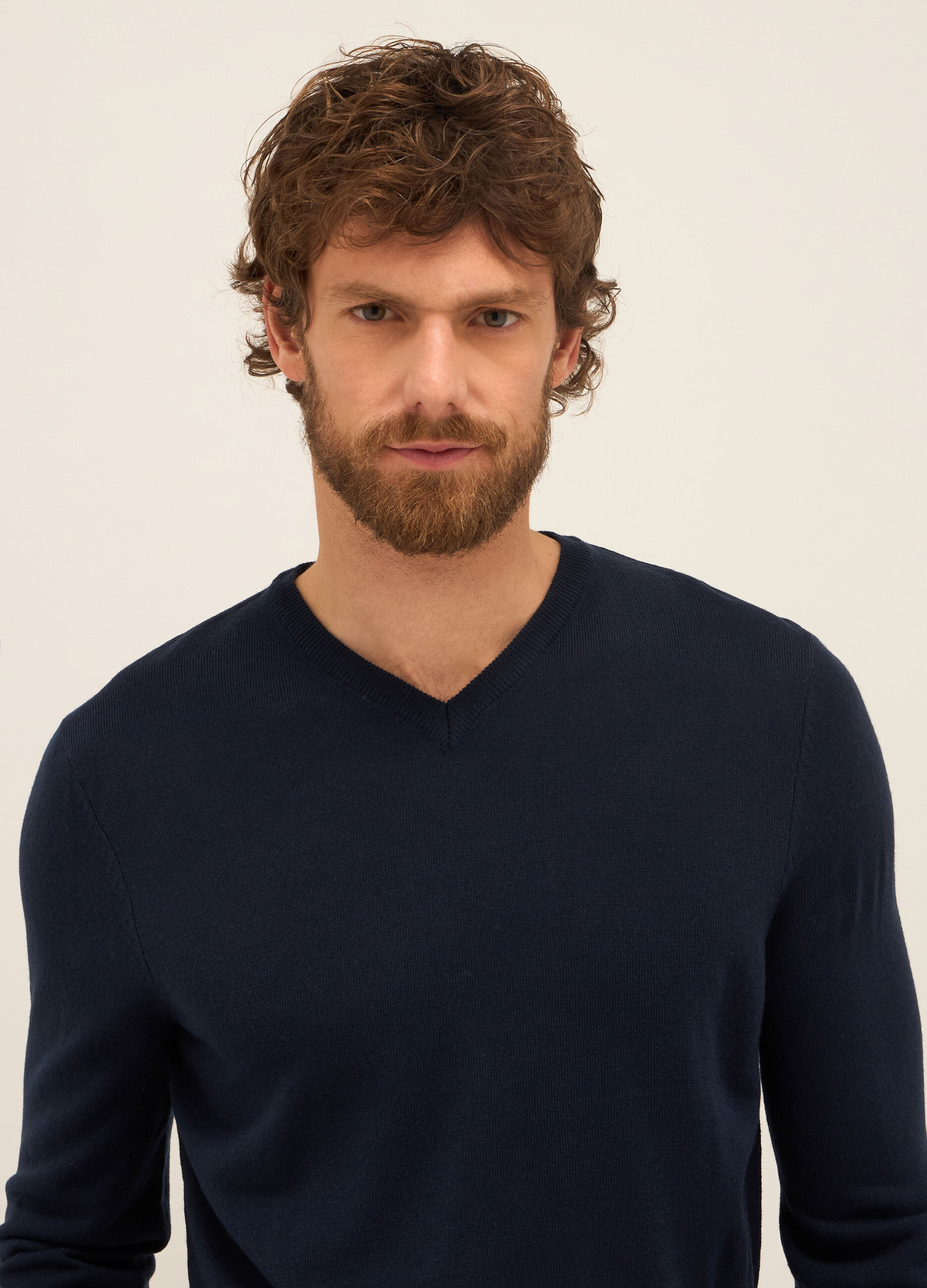 Maglione collo a V a maniche lunghe uomo_2