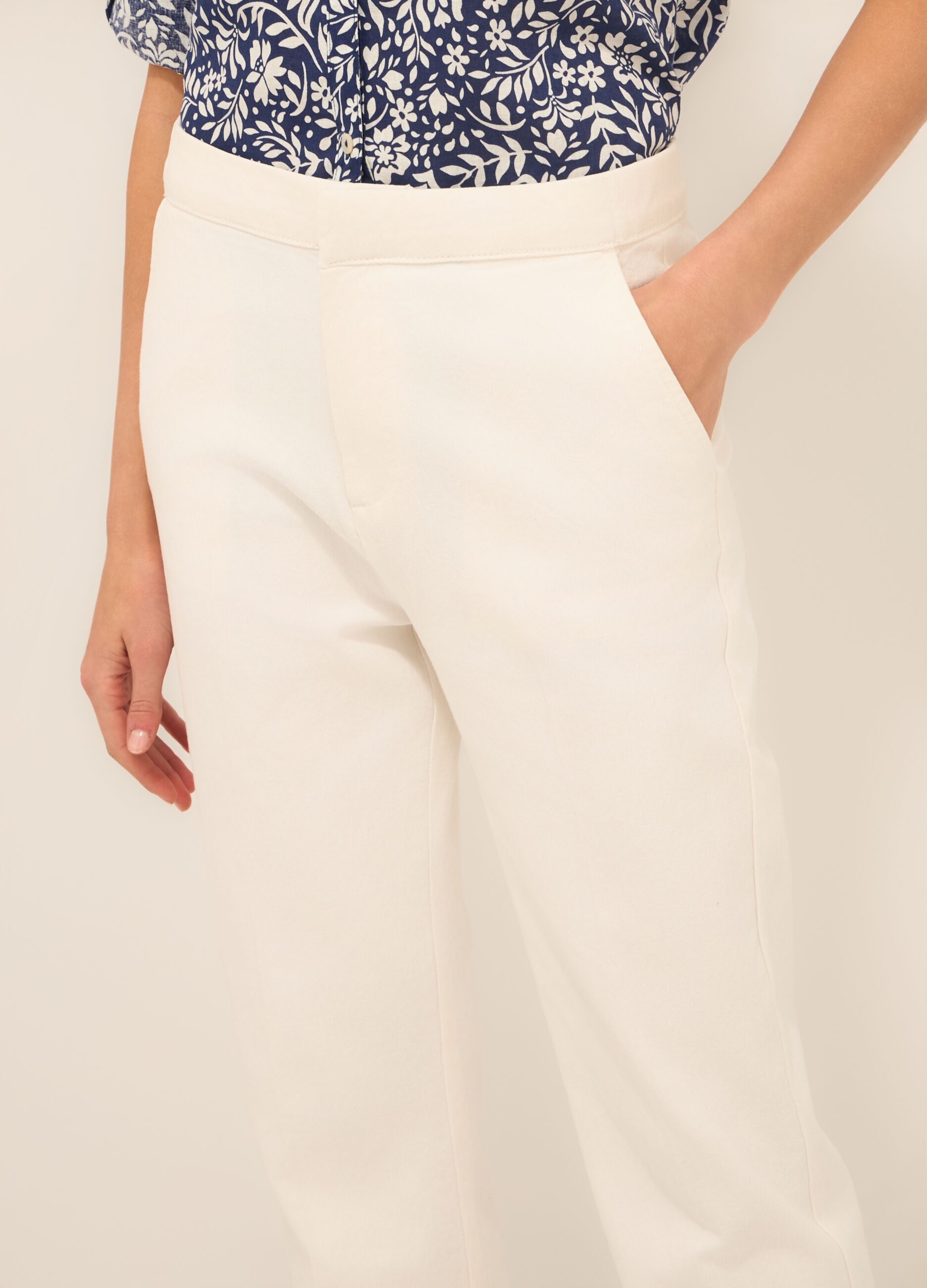 Pantaloni in denim di misto cotone donna_2
