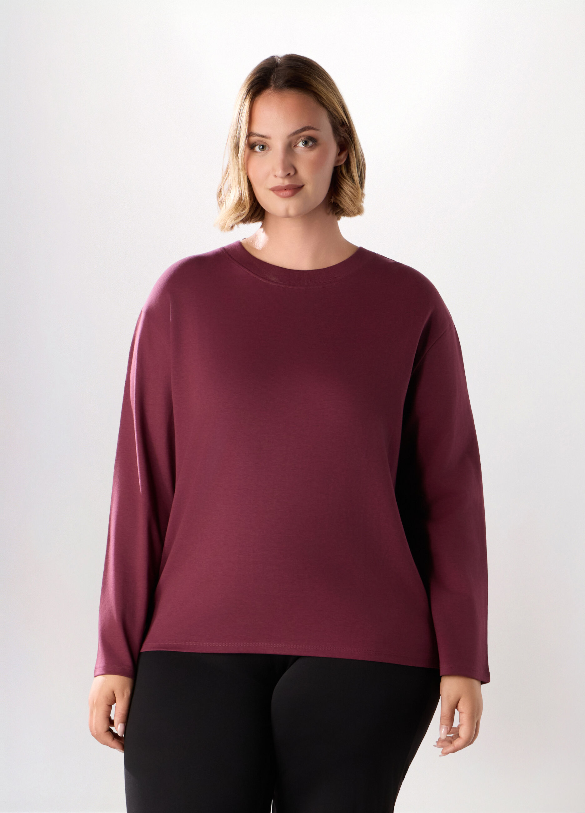 T-shirt in interlock di cotone stretch donna_0