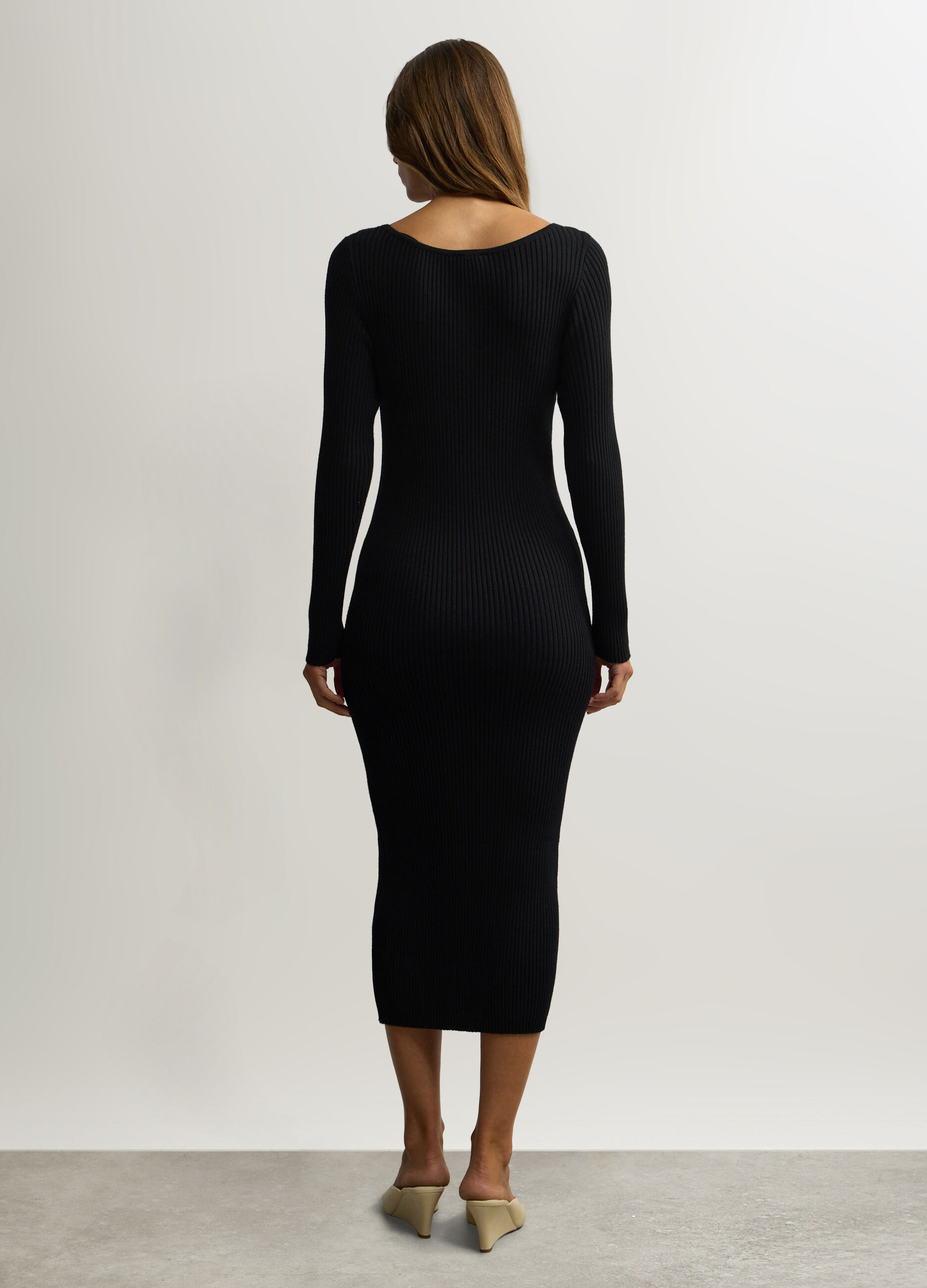 Abito lungo Fitted in costina misto viscosa donna_1