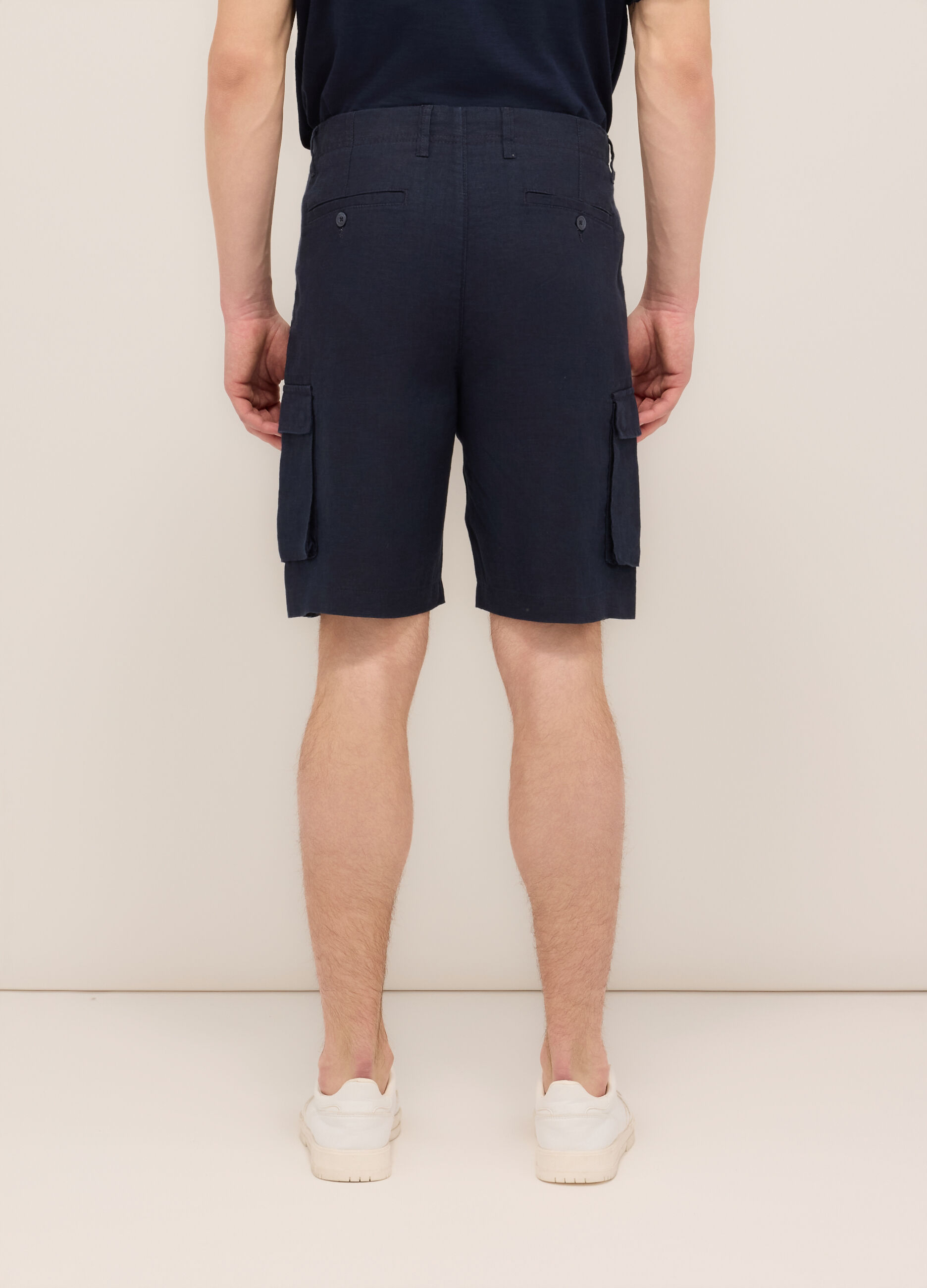 Bermuda cargo regular fit in lino uomo