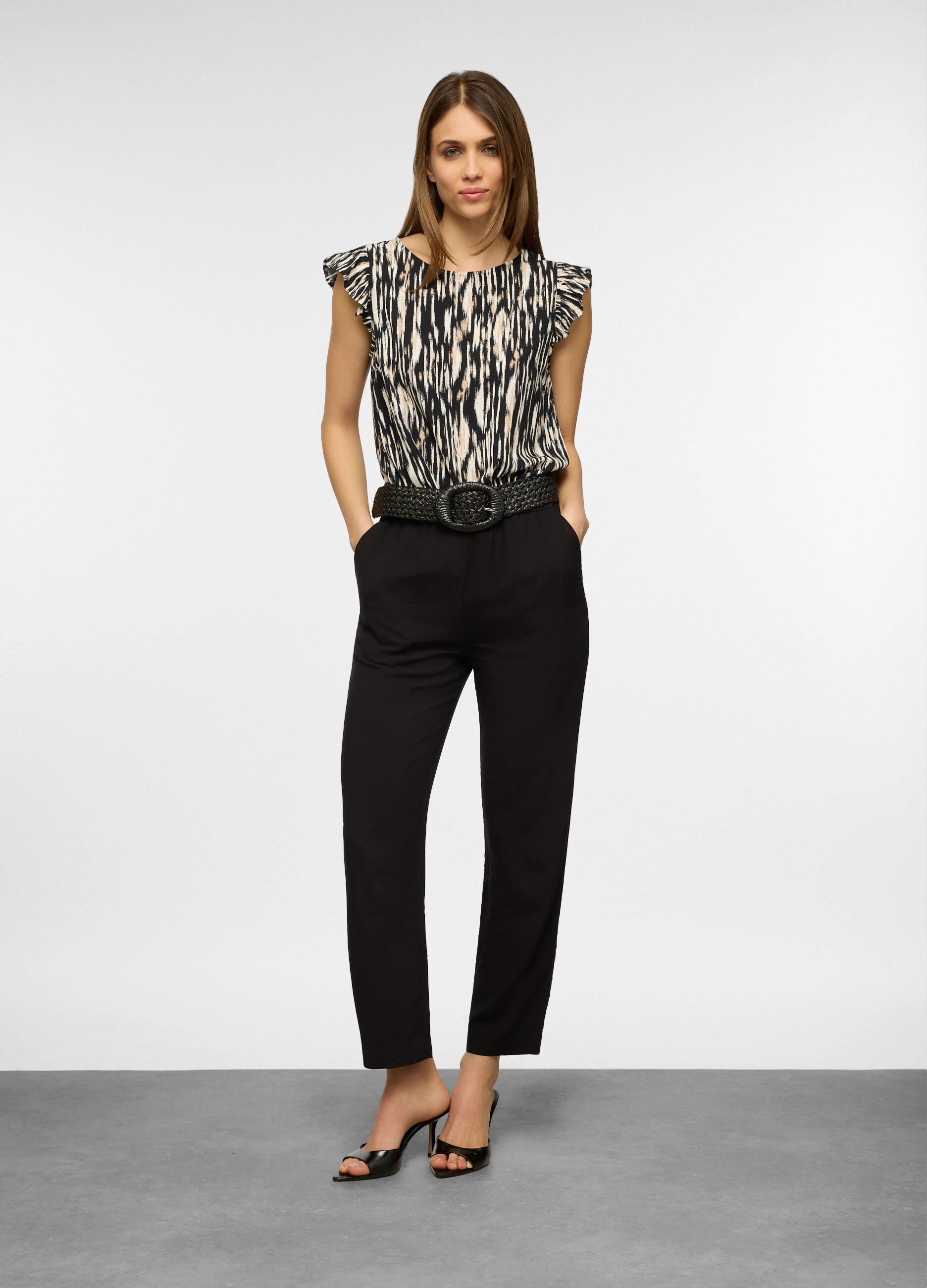 Pantaloni regular fit in pura viscosa donna_0