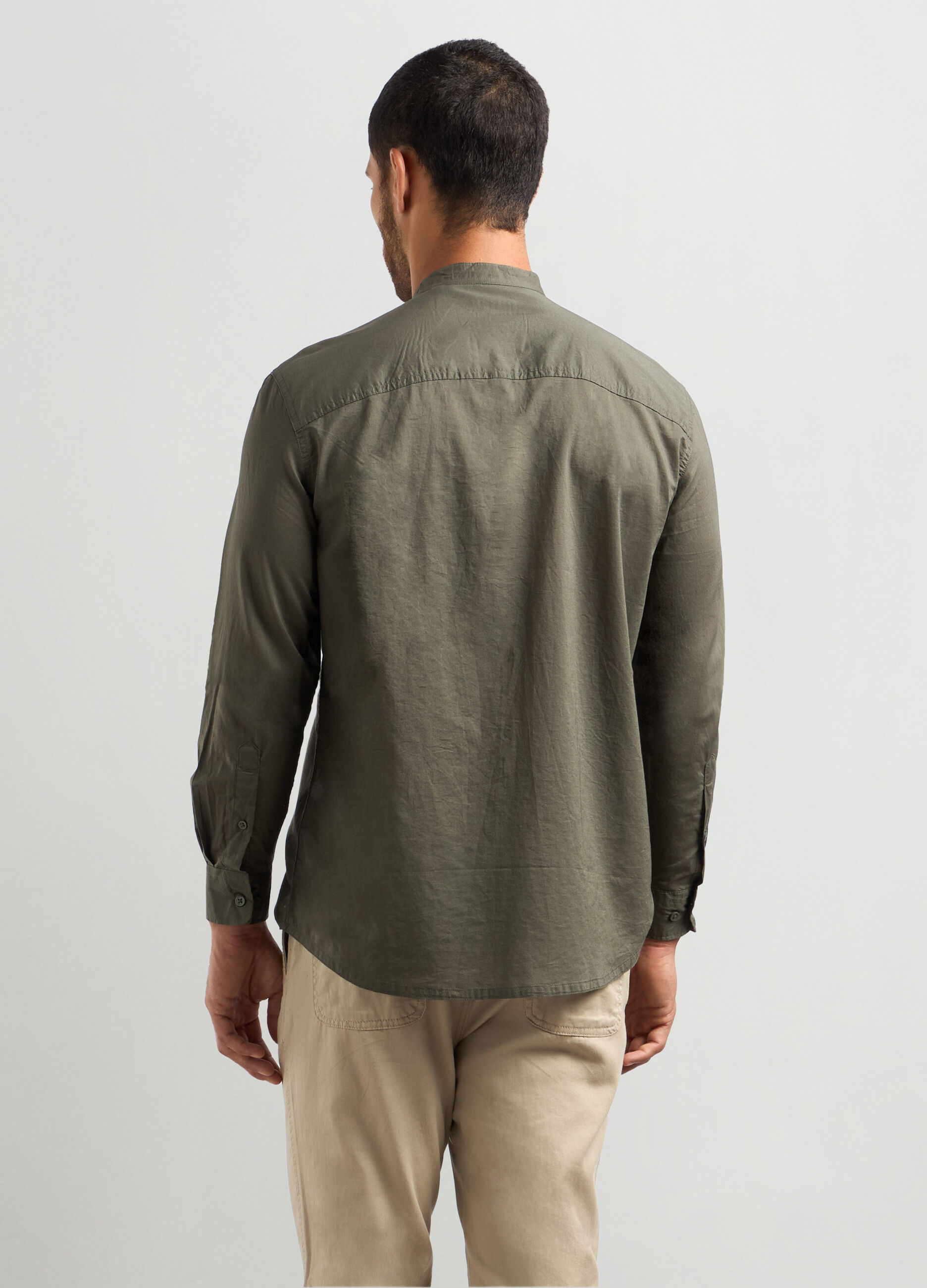 Camicia regular fit colletto coreano in cotone uomo_1