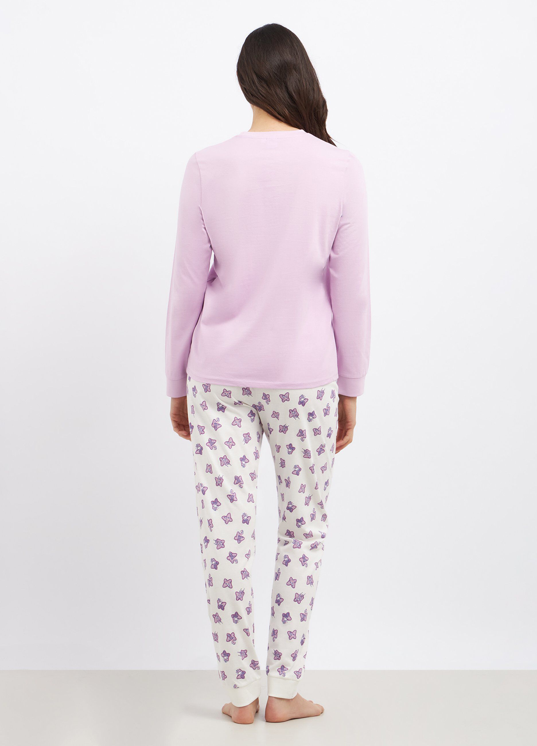 Set pigiama lungo in puro cotone con stampa donna_1