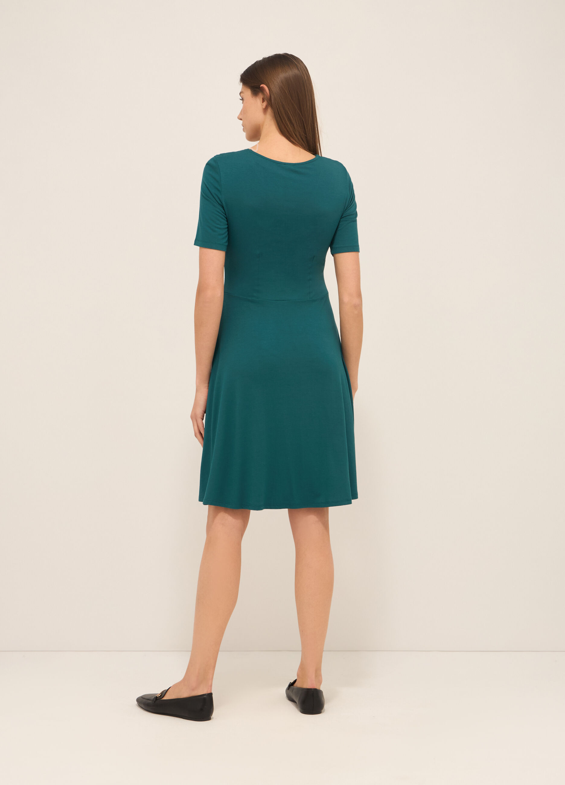 Abito corto in jersey di viscosa stretch donna_1