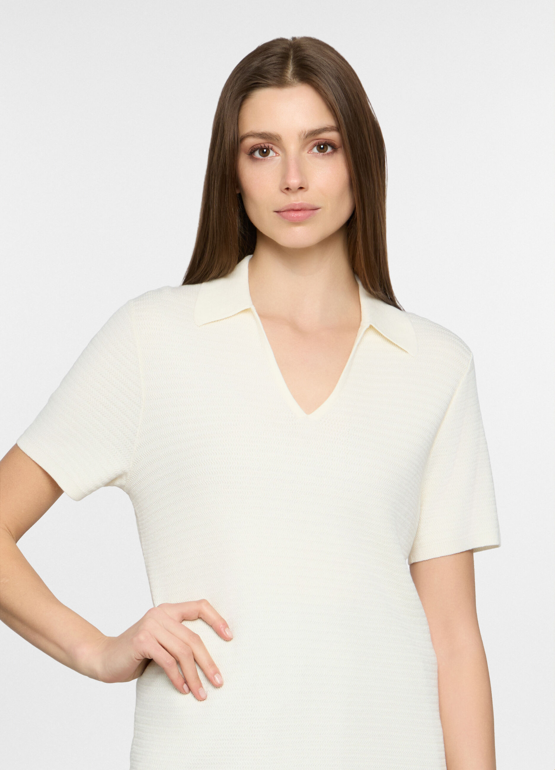 Polo con scollo a V donna_2