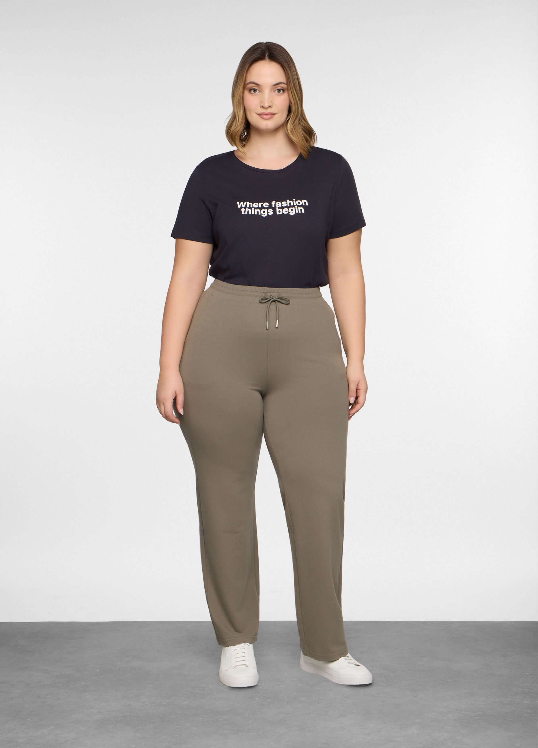 Jogger in french terry stretch donna curvy_0