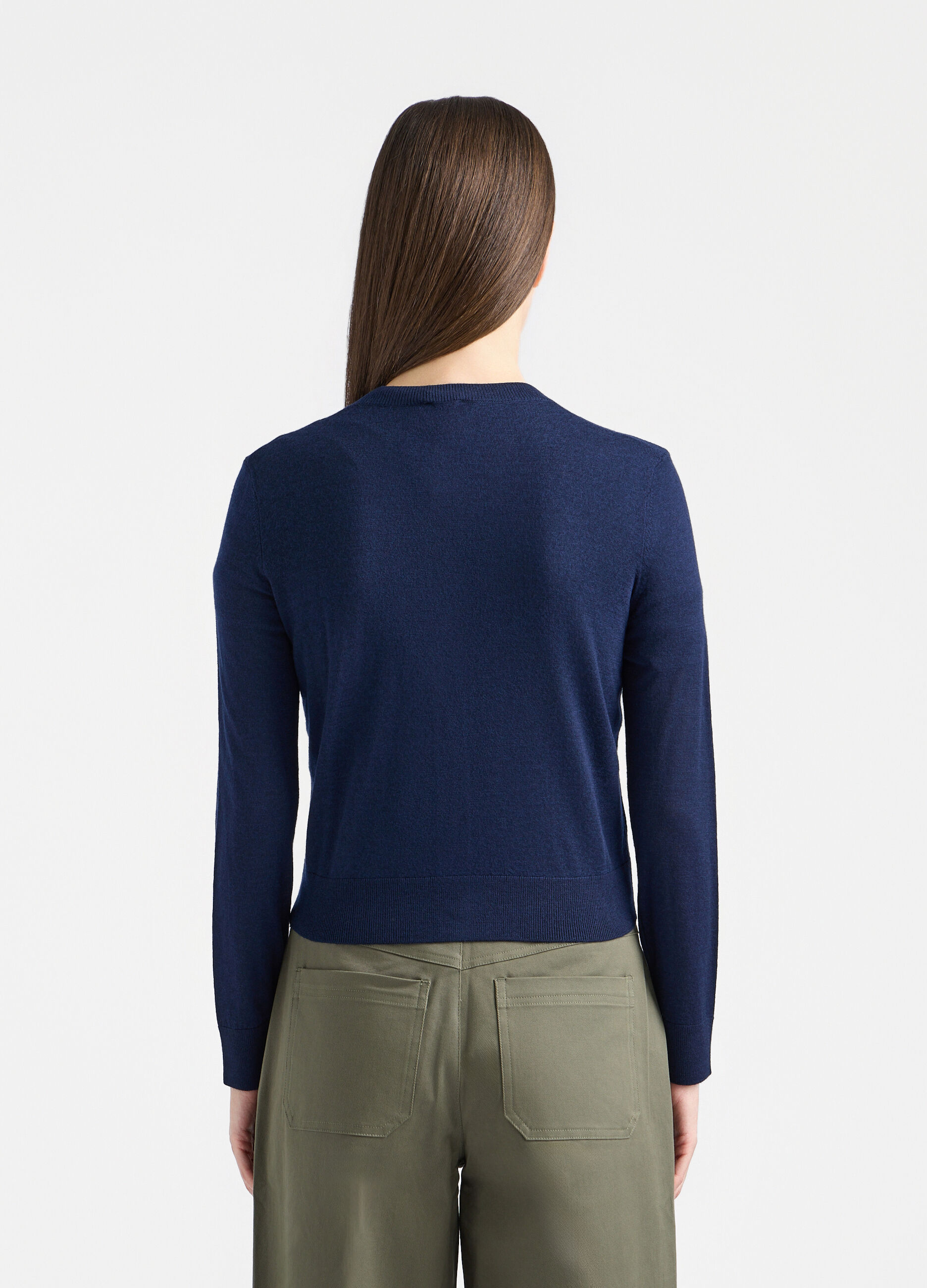Cardigan girocollo rasato donna_2