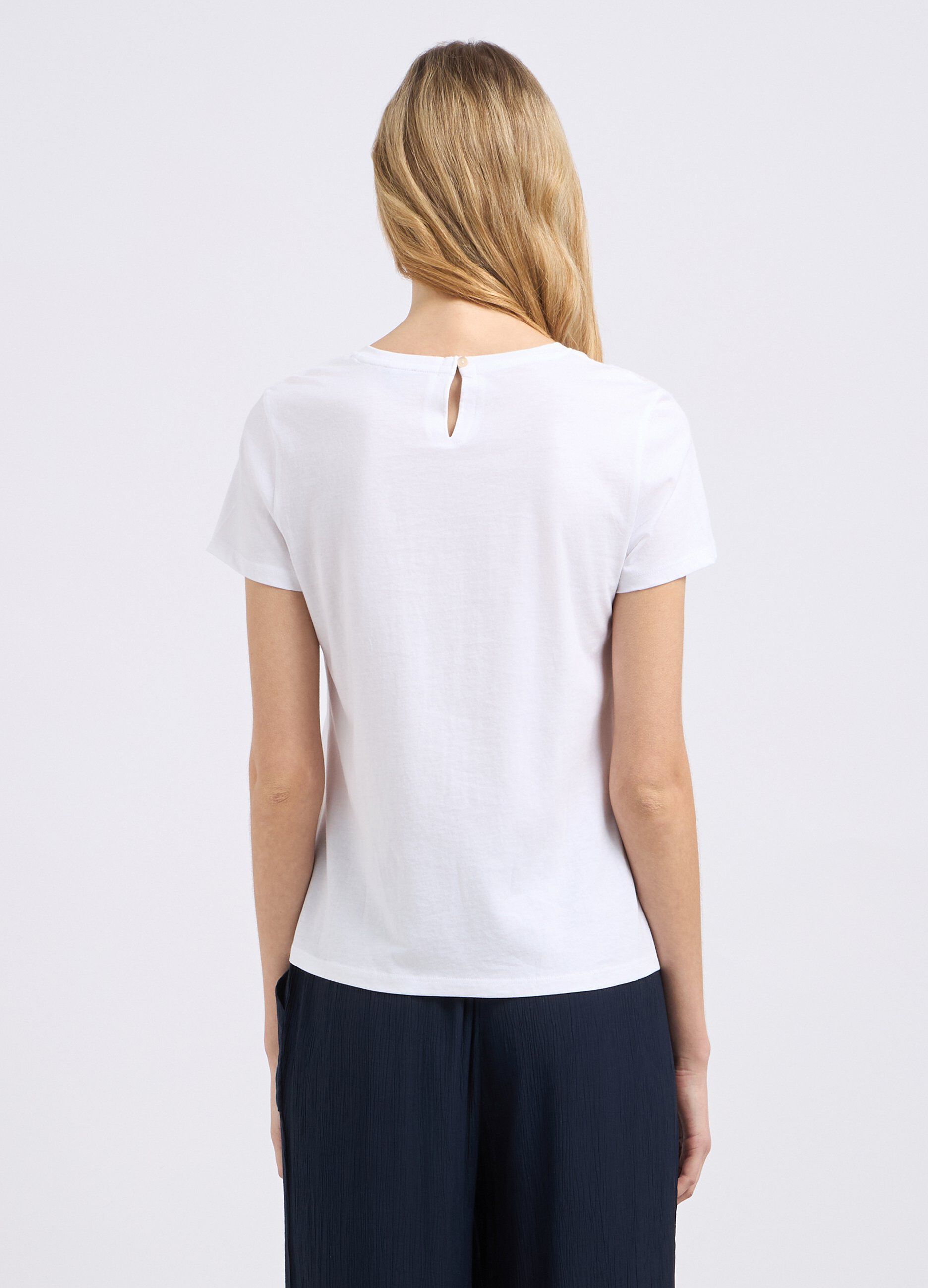 T-shirt in puro cotone con ricami donna
